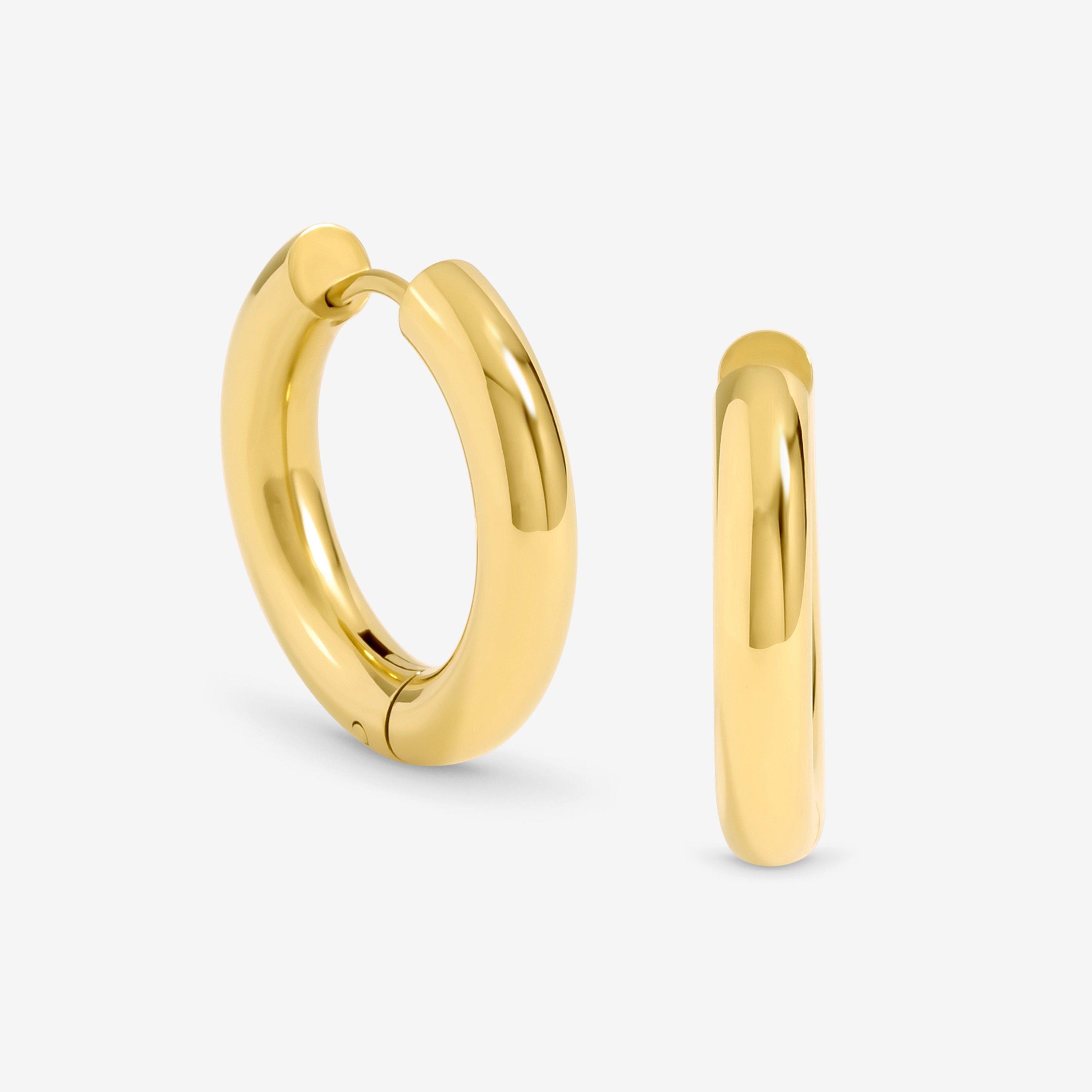 Gold - Jon Richard - Gold Plated Stainless Steel Medium Chubby Hoops - 1