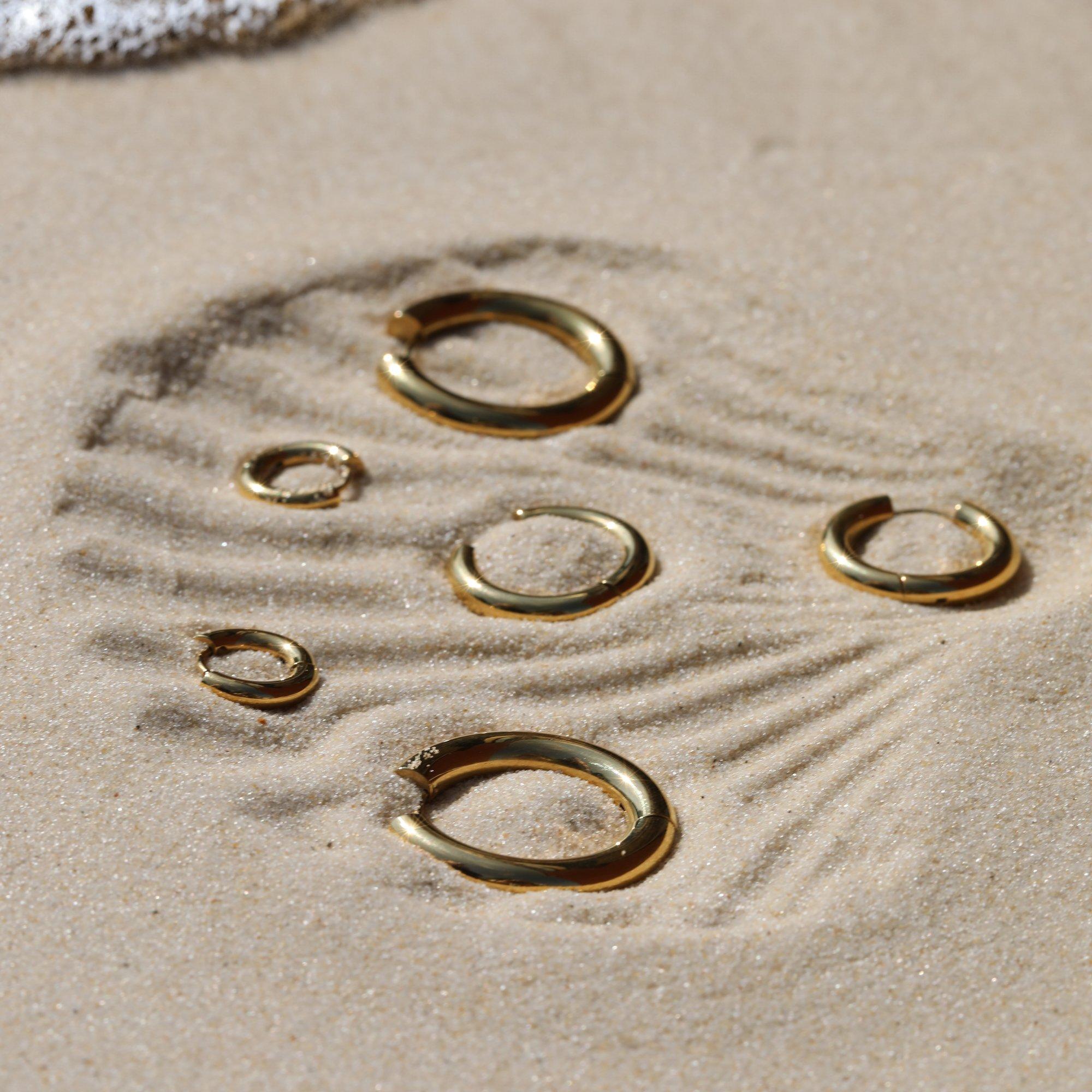 Gold - Jon Richard - Gold Plated Stainless Steel Medium Chubby Hoops - 3