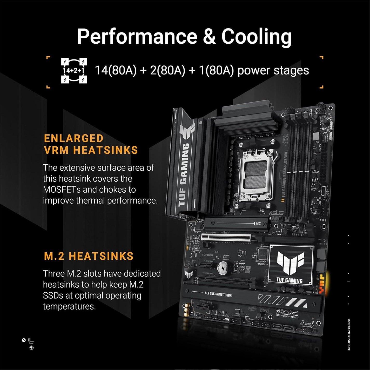 Black - ASUS - TUF GAMING B850-PLUS WIFI - AMD Motherboard - 2