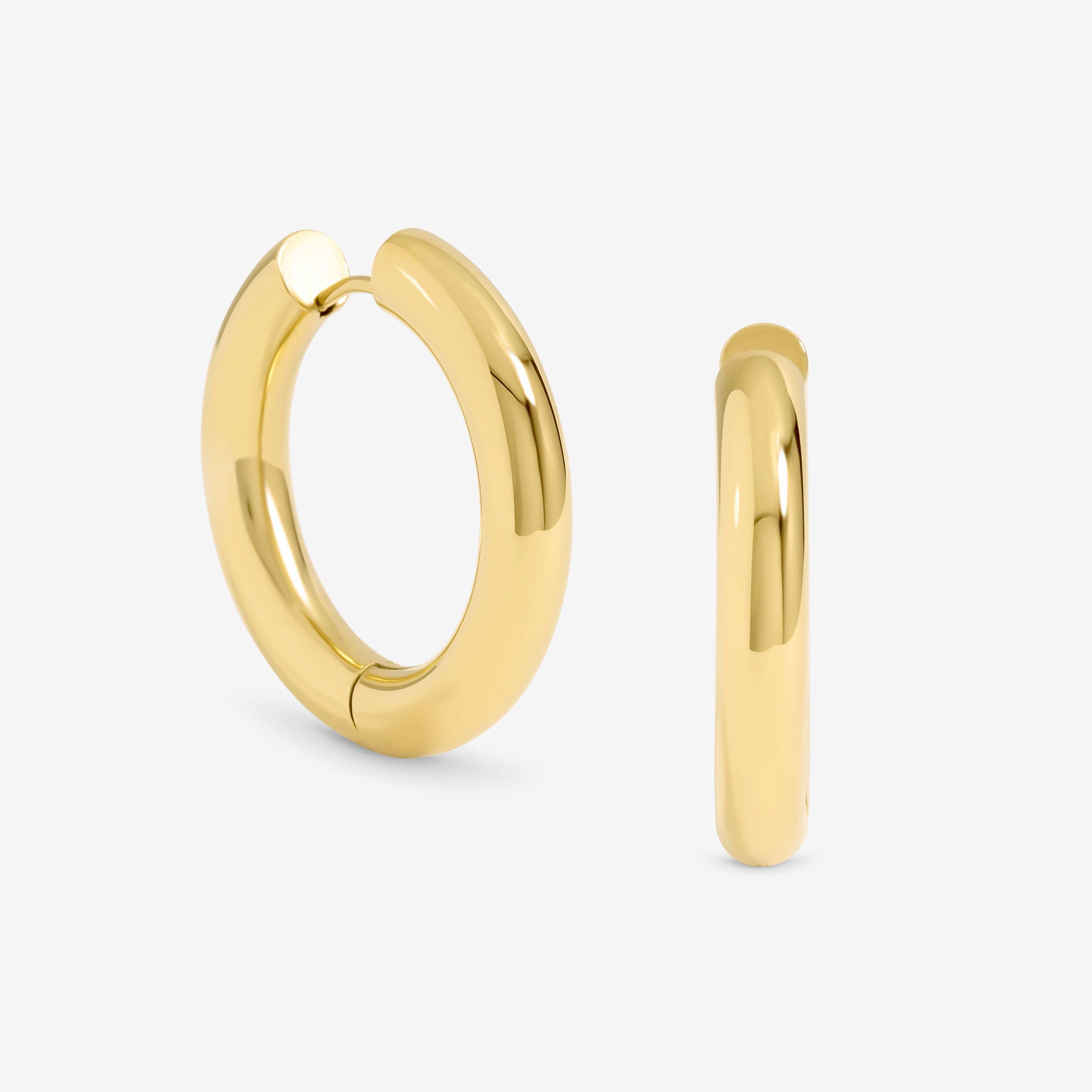 Gold - Jon Richard - Gold Plated Stainless Steel Large Chubby Hoops - 1