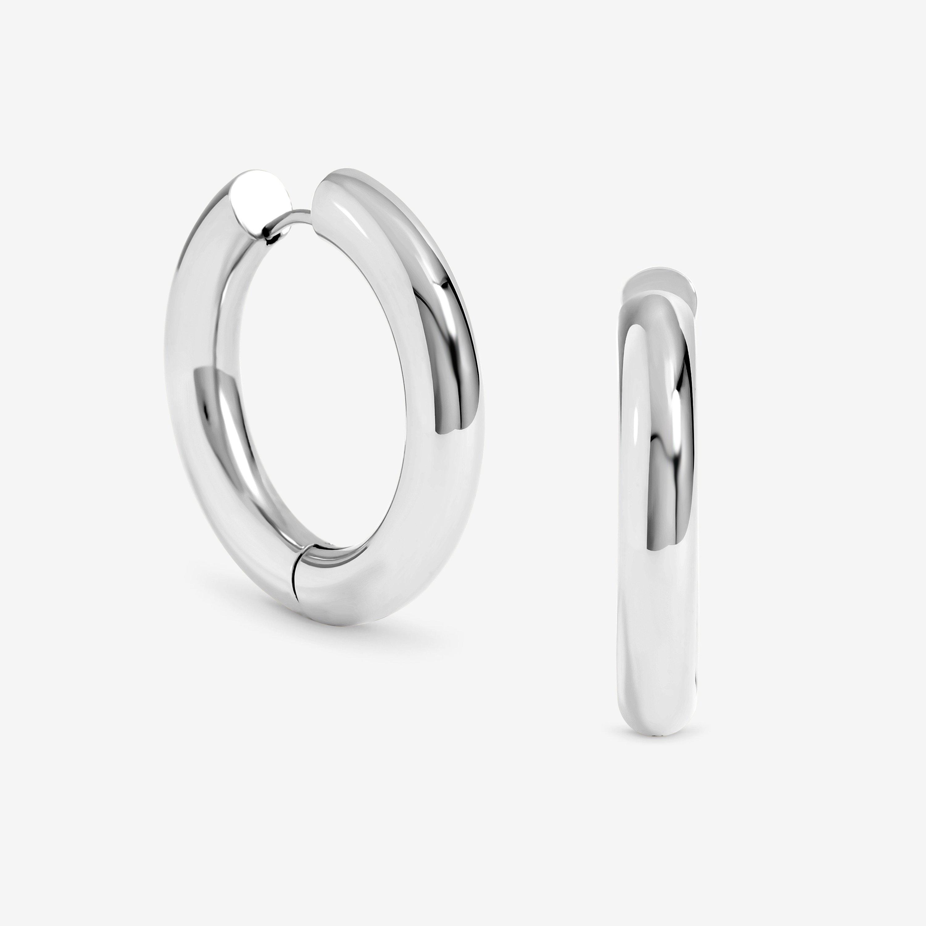 Silver - Jon Richard - Silver Plated Stainless Steel Large Chubby Hoops - 1