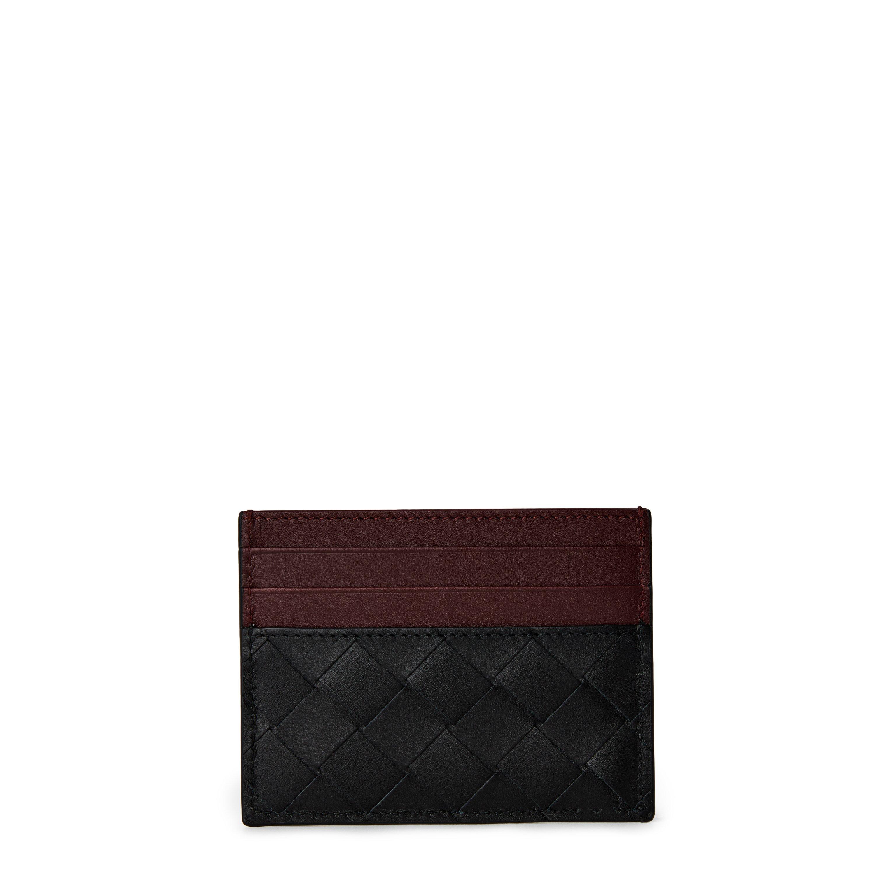 Black/Brown - Bottega Veneta - Men's Leather Intrecciato Card Holder - 1
