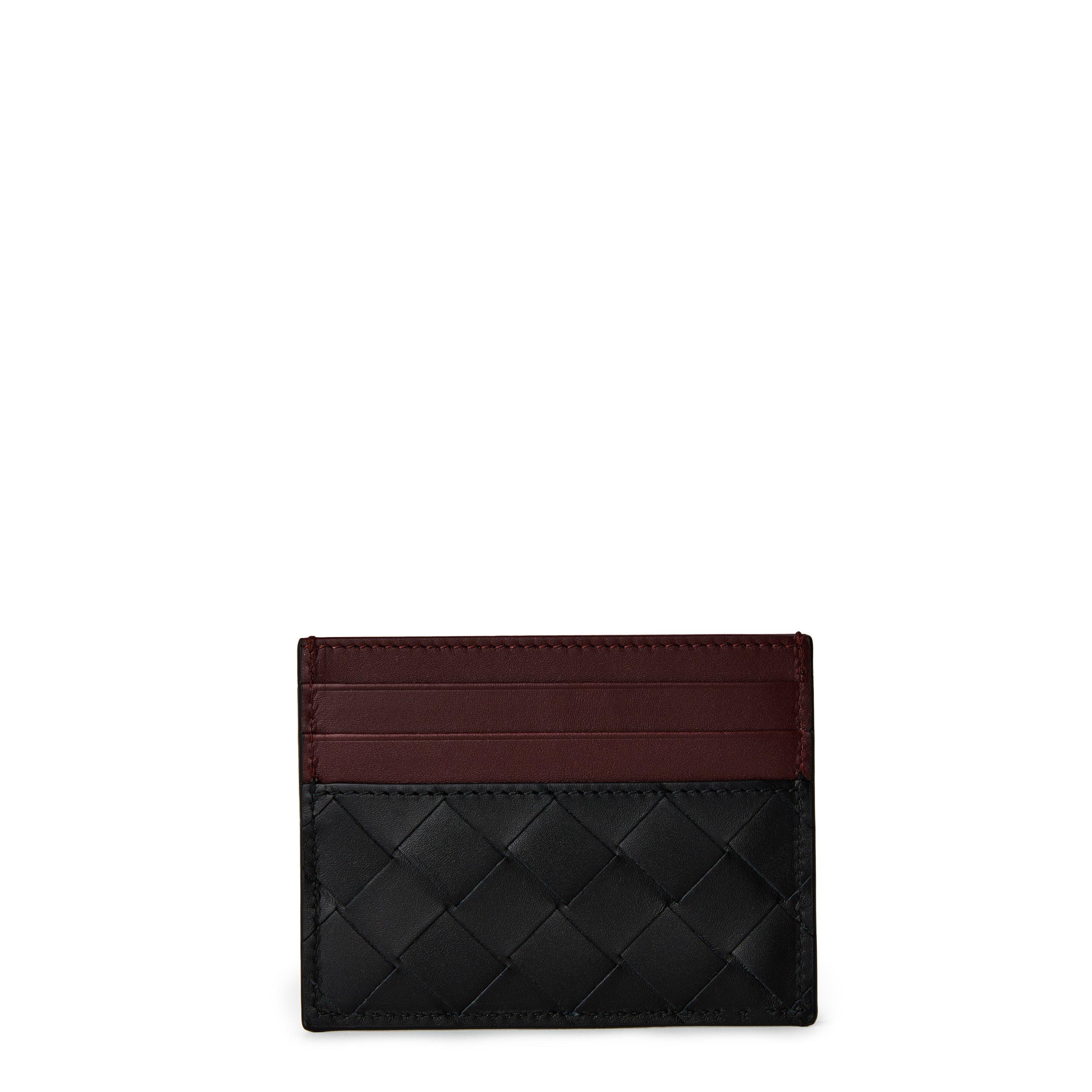 Black/Brown - Bottega Veneta - Men's Leather Intrecciato Card Holder - 2