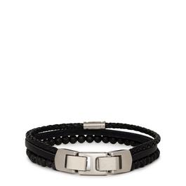 Fossil Mens Silver Stainless Steel Multi Strand Bracelet JF03620040