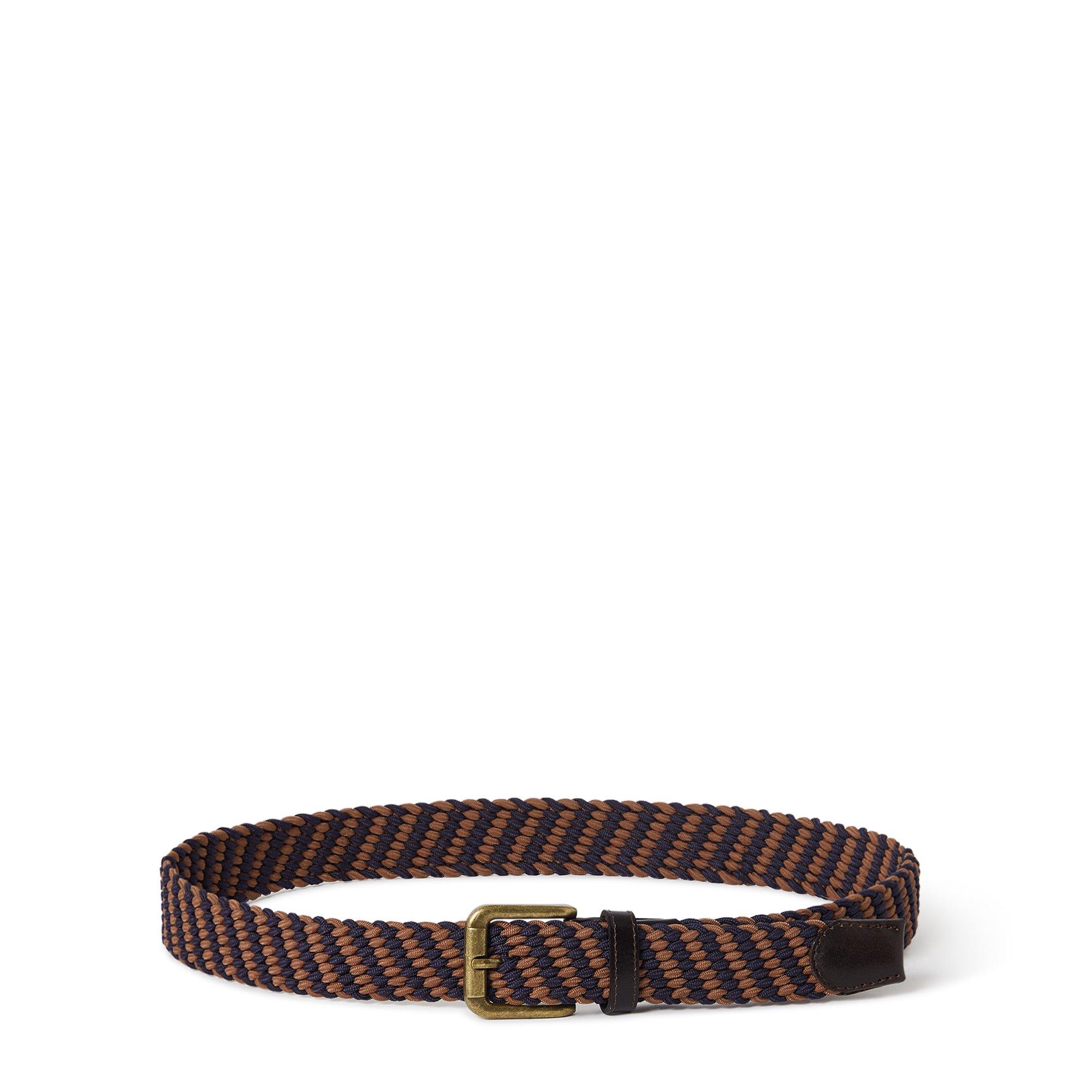 Brn/Blk - Osprey London - Men's Warren Woven Leather Belt