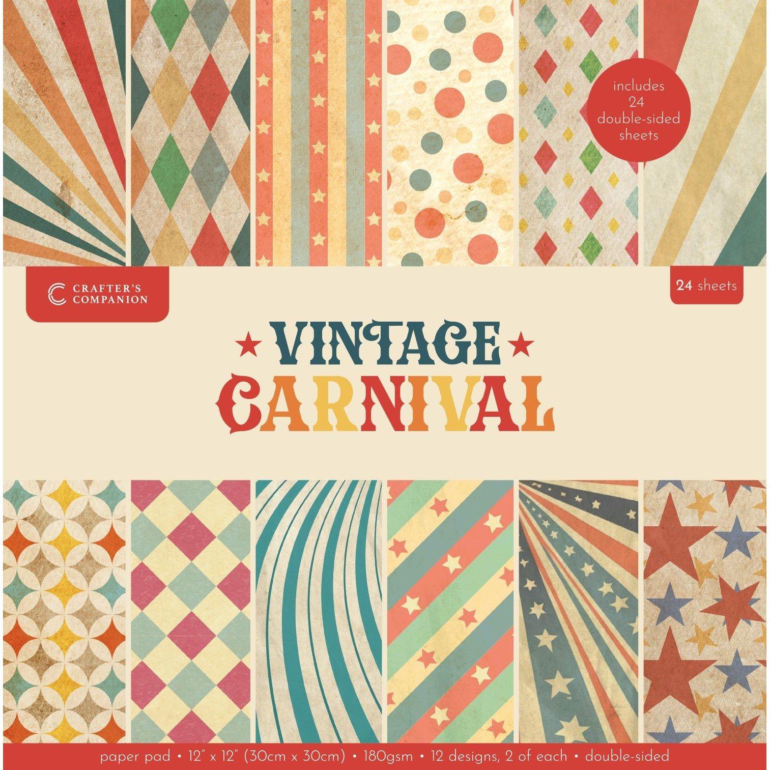 Multi - Crafters Companion - Vintage Carnival 12 x 12 Paper Pad - 1