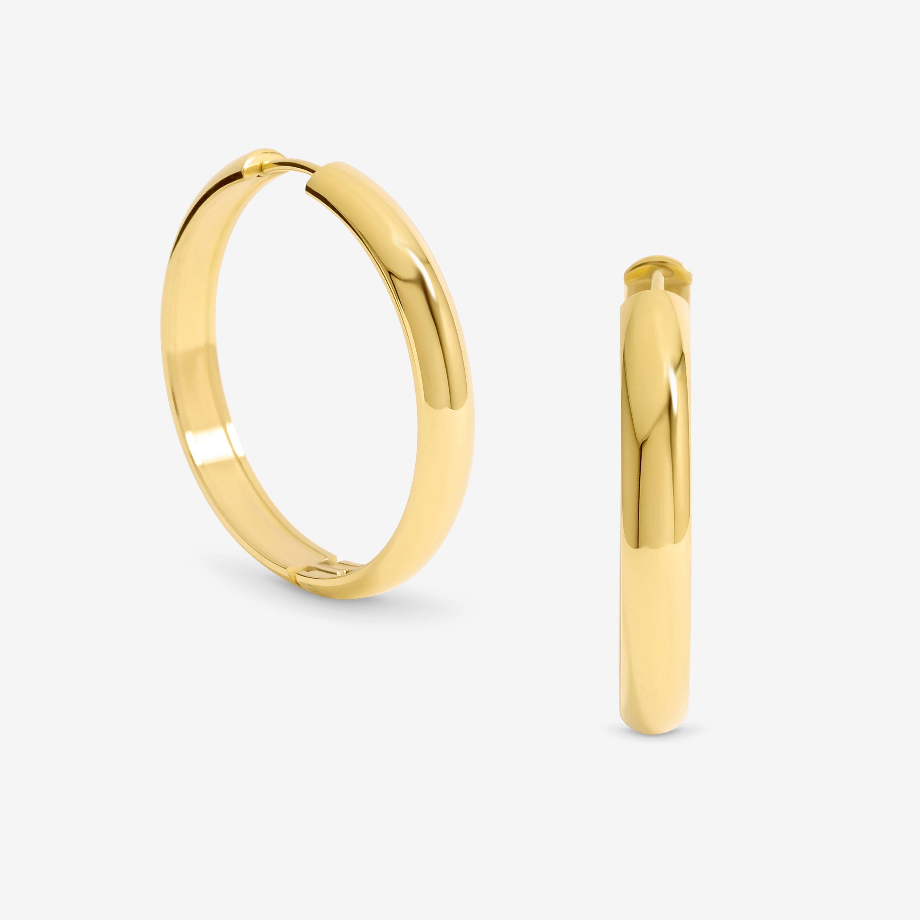 Gold - Jon Richard - Gold Plated Stainless Steel Large Flat Hoops - 1