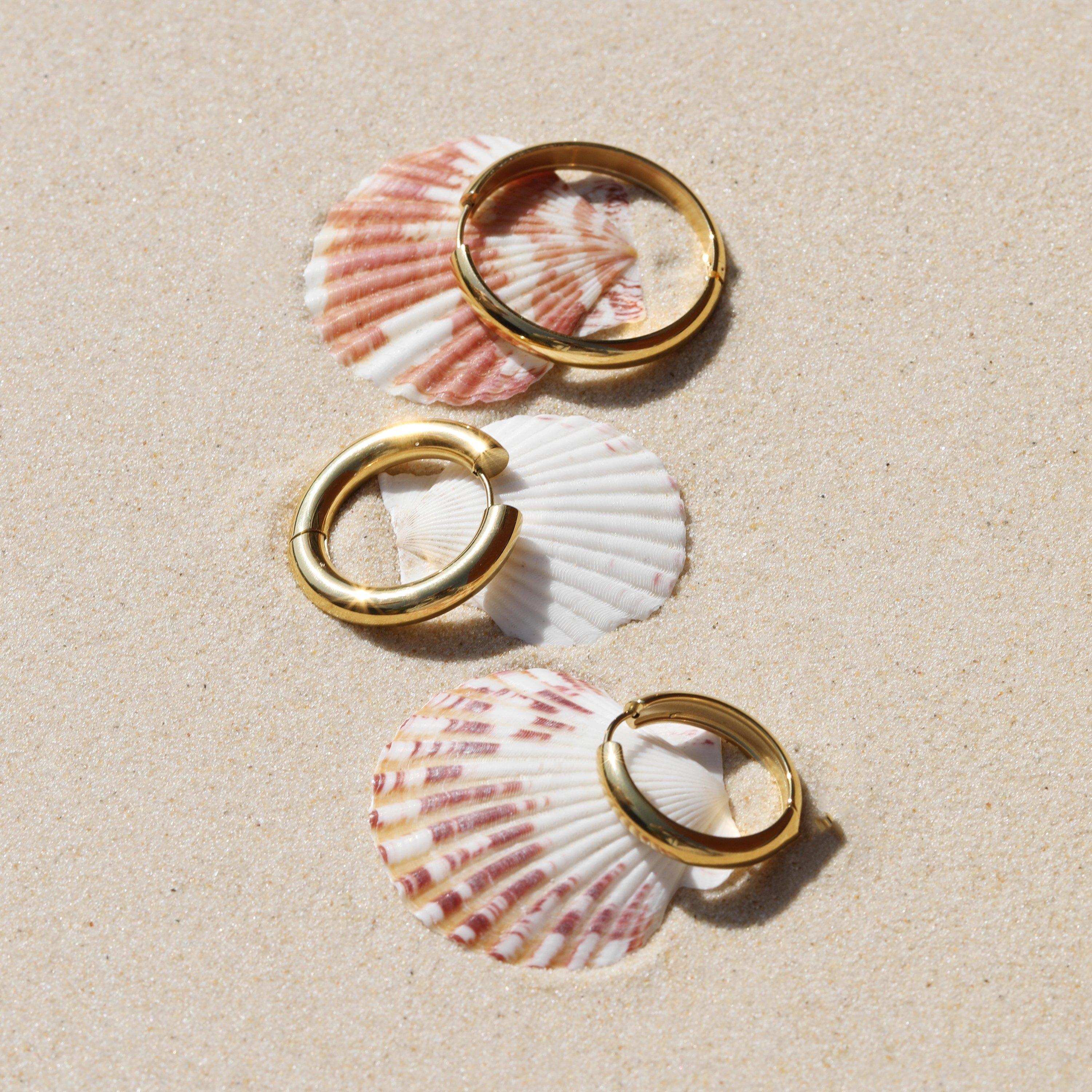 Gold - Jon Richard - Gold Plated Stainless Steel Large Flat Hoops - 4