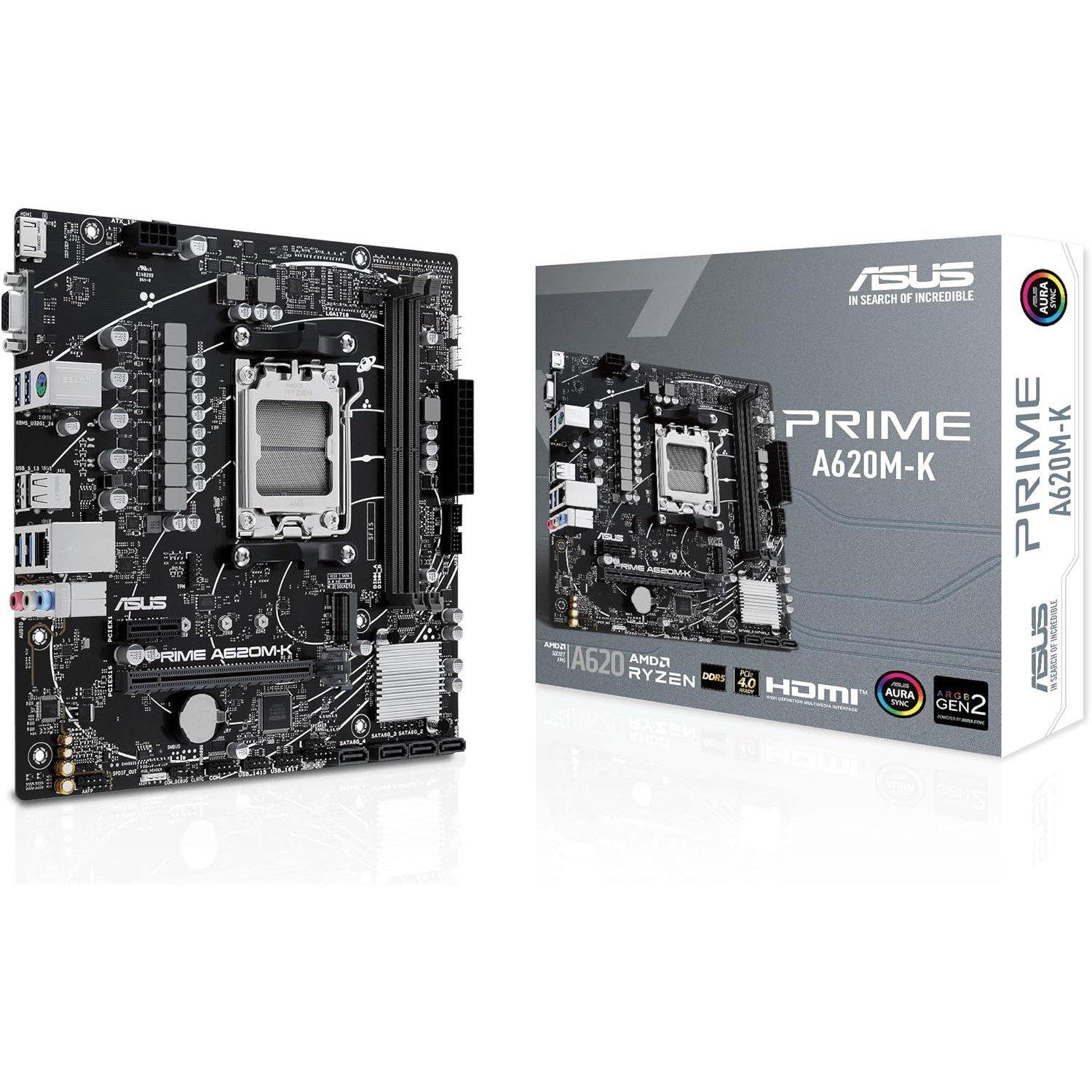 Zwart - ASUS - PRIME A620AM-K AMD A620A Socket AM5 micro ATX Motherboard