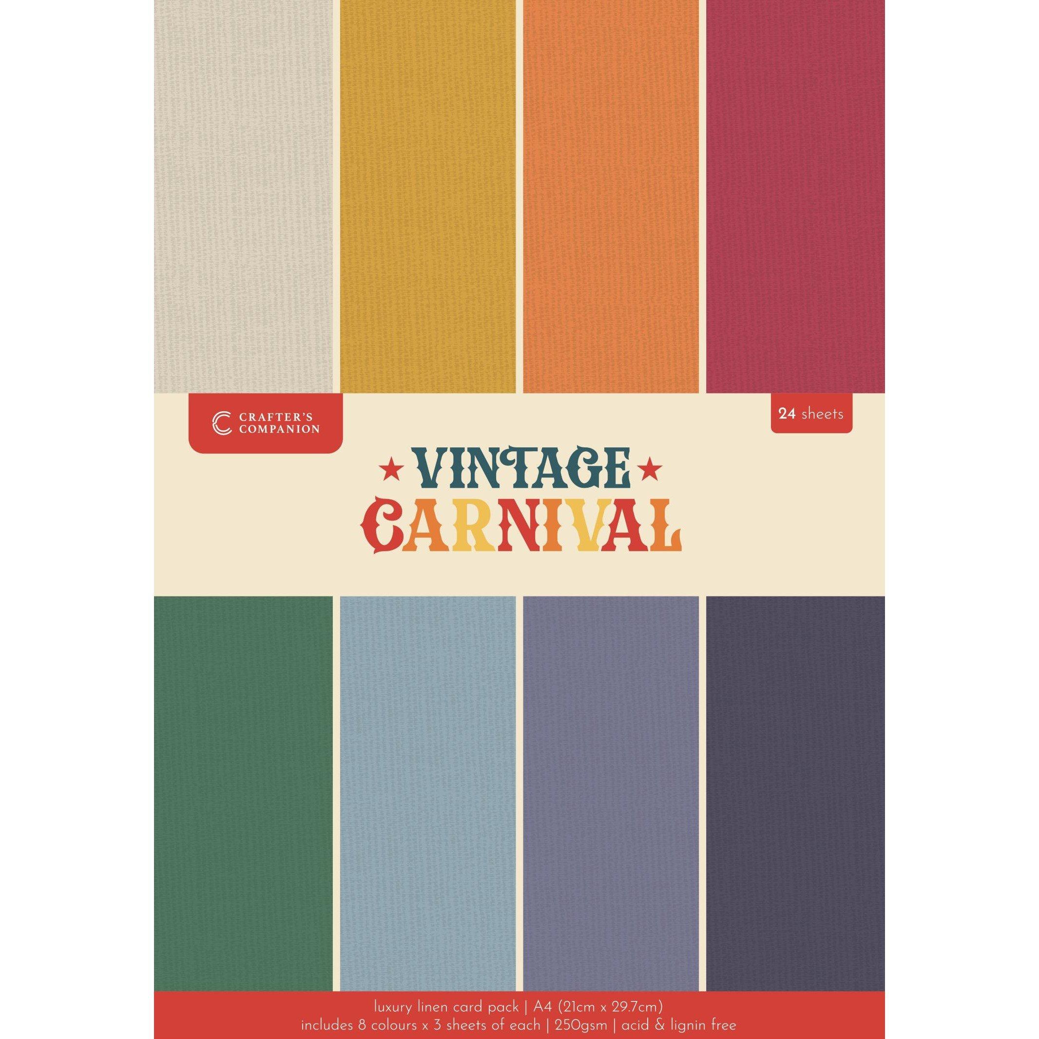 Multi - Crafters Companion - Vintage Carnival Luxury Linen Cardstock - A4 - 1