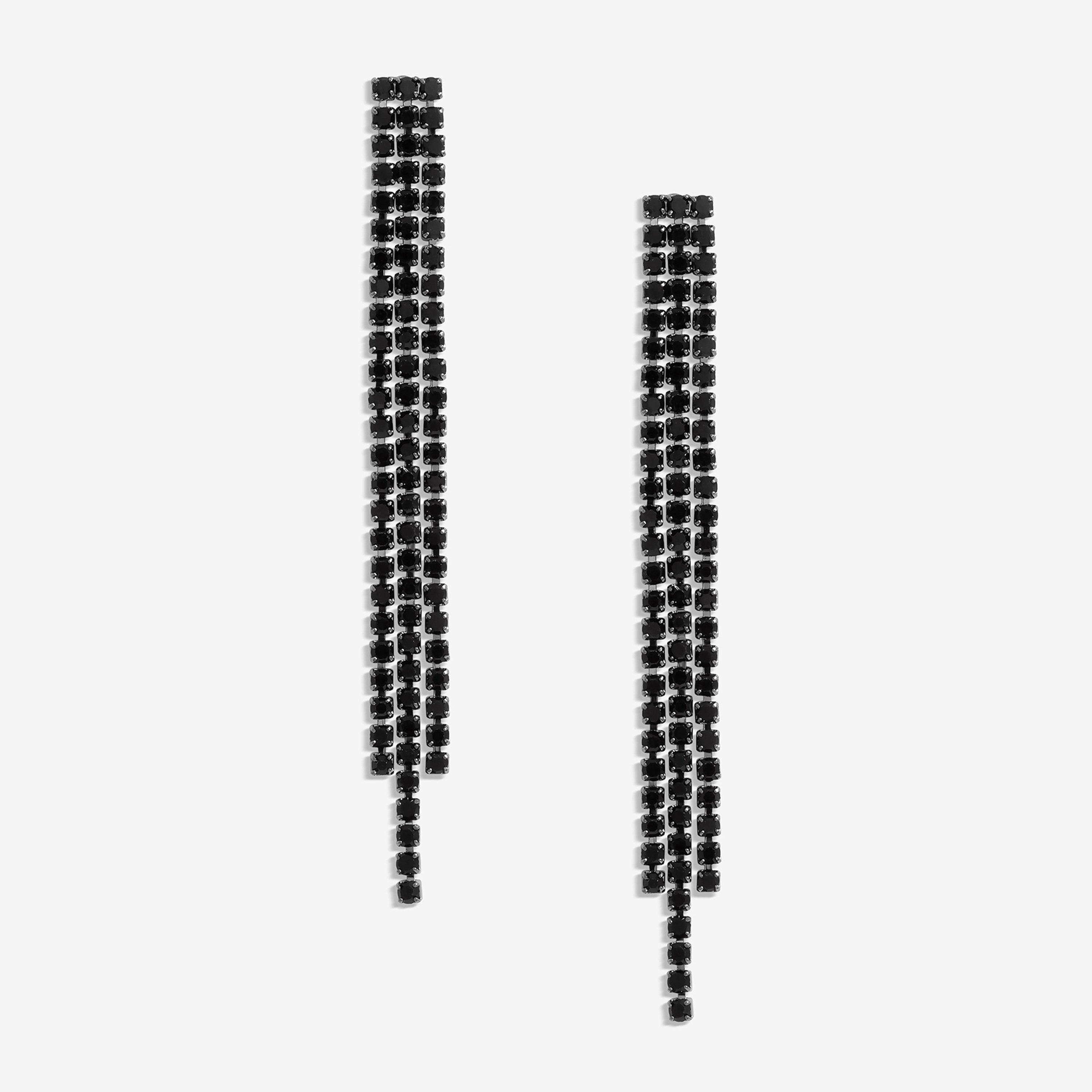 Black - Jon Richard - Jet Diamante Drop Earrings - 1