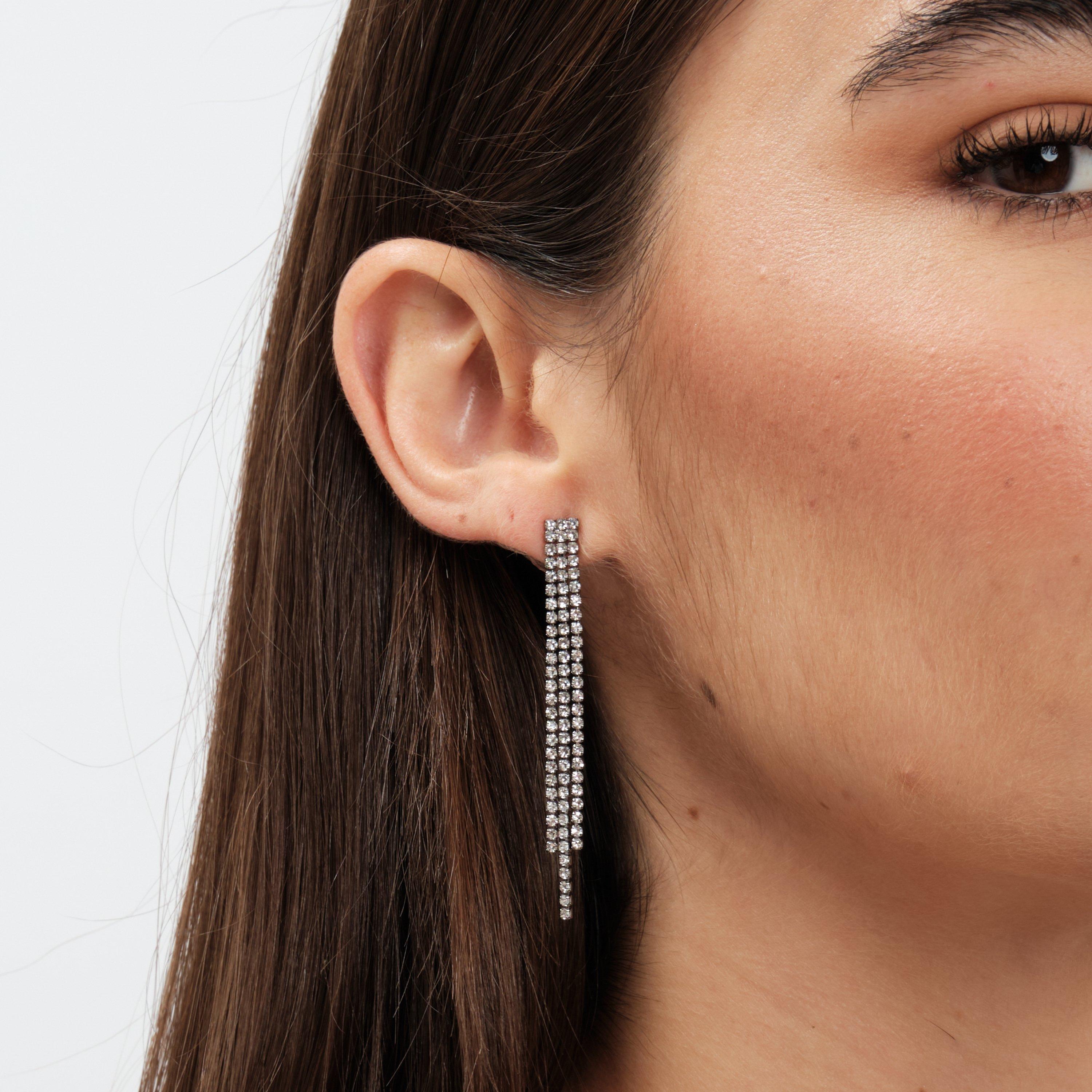 Black - Jon Richard - Jet Diamante Drop Earrings - 2