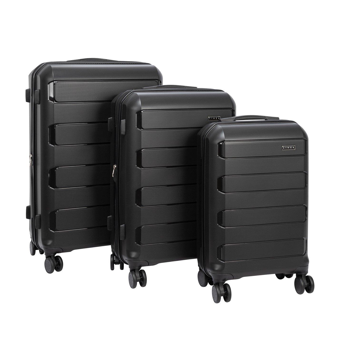Black - Linea - Monza Suitcase PP Hard Suitcase Travel Luggage (22inch Cabine Friendly) - 1