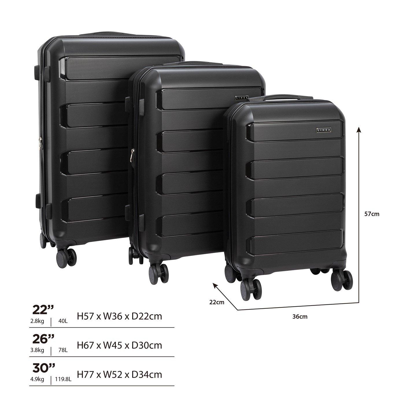 Black - Linea - Monza Suitcase PP Hard Suitcase Travel Luggage (22inch Cabine Friendly) - 4