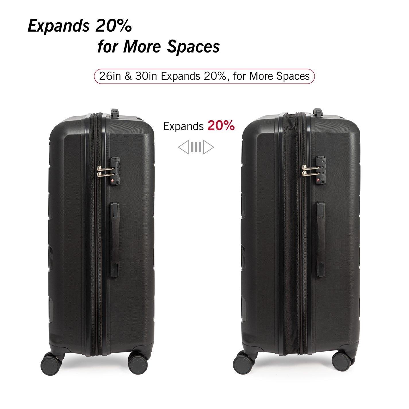 Black - Linea - Monza Suitcase PP Hard Suitcase Travel Luggage (22inch Cabine Friendly) - 5