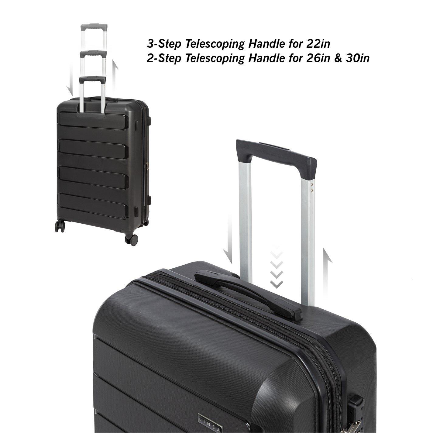 Black - Linea - Monza Suitcase PP Hard Suitcase Travel Luggage (22inch Cabine Friendly) - 9