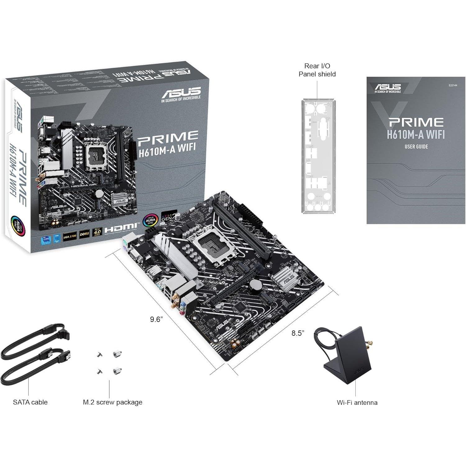 Crna - ASUS - PRIME H610M-A WIFI Intel H610 (LGA 1700) mATX motherboard - 8