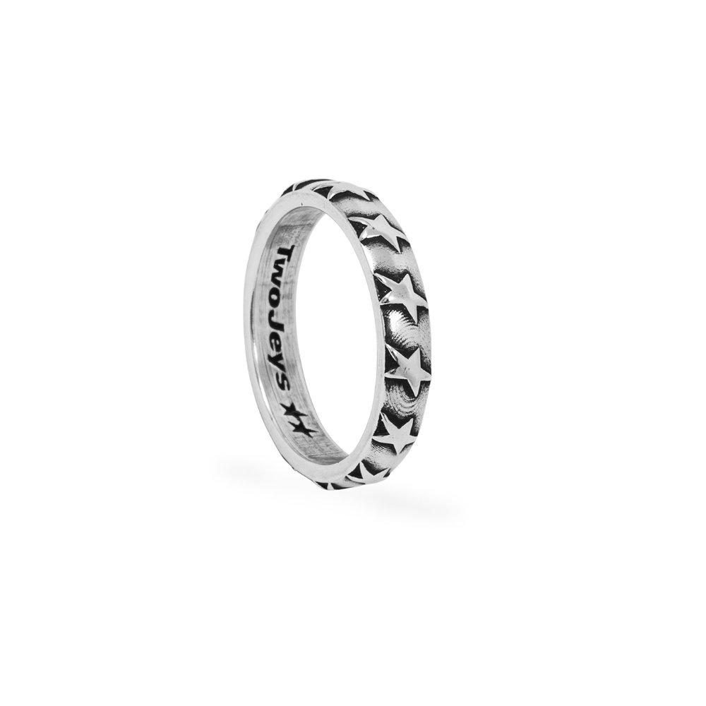 Silver - TWOJEYS - Men's Star Studded Band Ring - 1