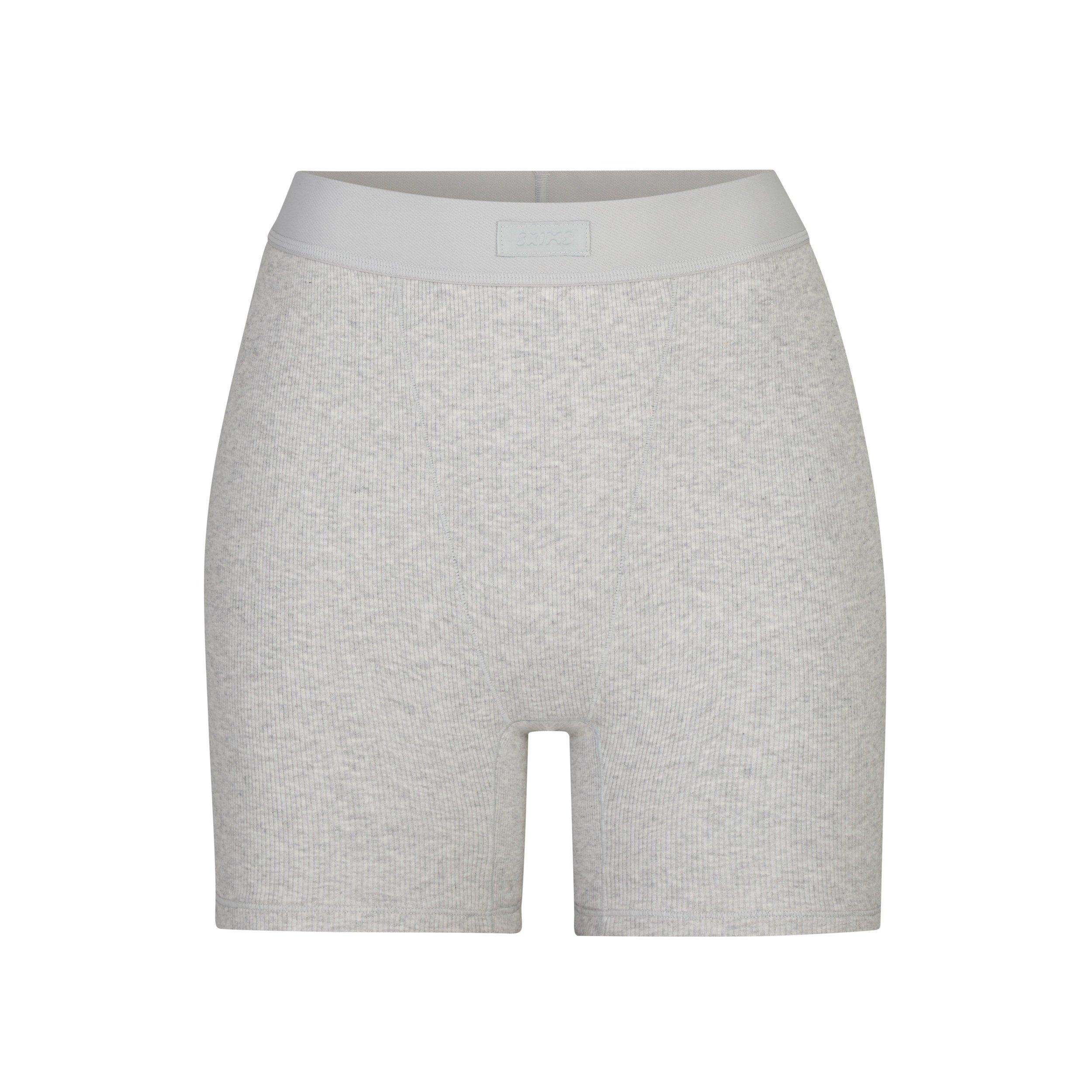 SKIMS Womens Cotton Jersey Rib Boxer - Light Hthr Grey - Size 10 (S)