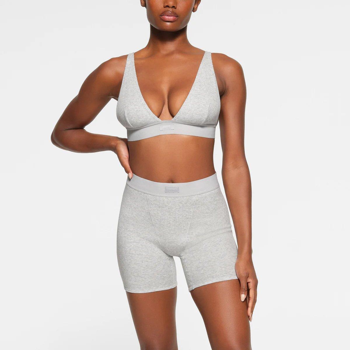 Light Hthr Grey - SKIMS - Womens Cotton Jersey Rib Boxer - 2