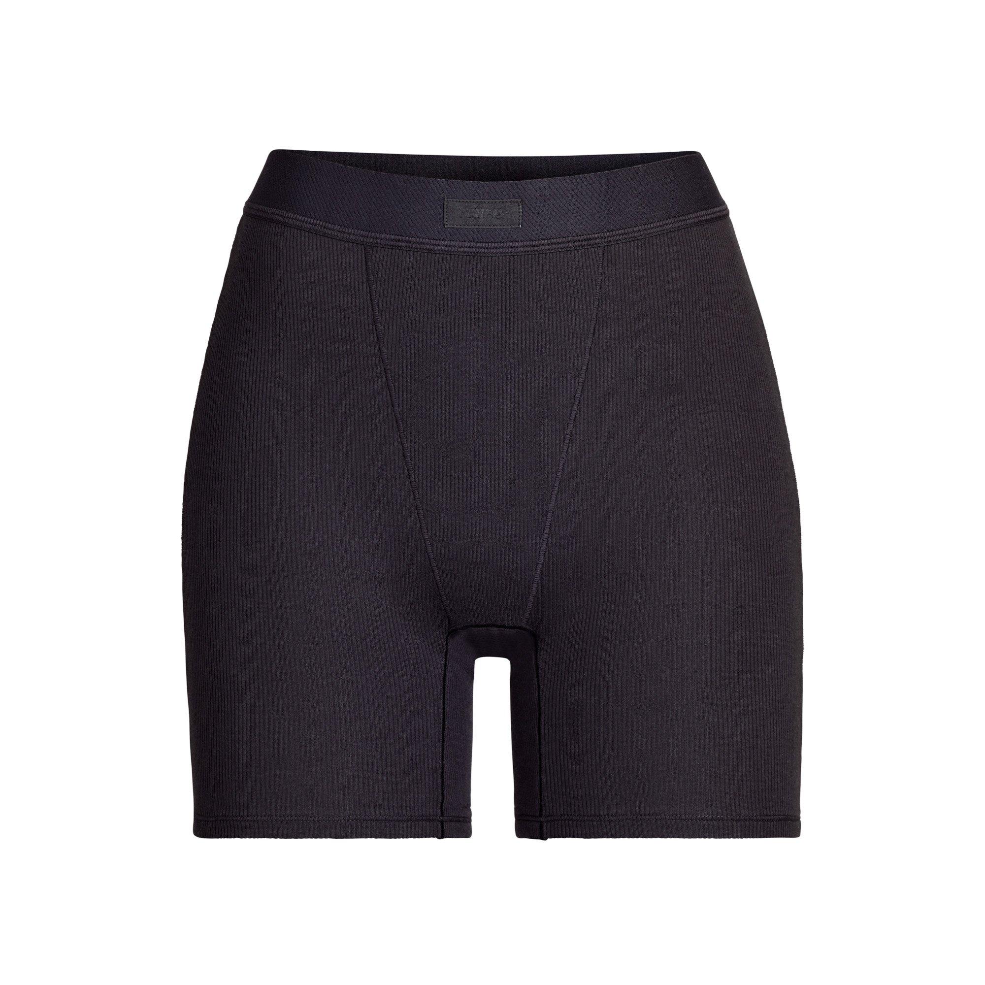 SKIMS Womens Cotton Jersey Rib Boxer - Soot - Size 10 (S)