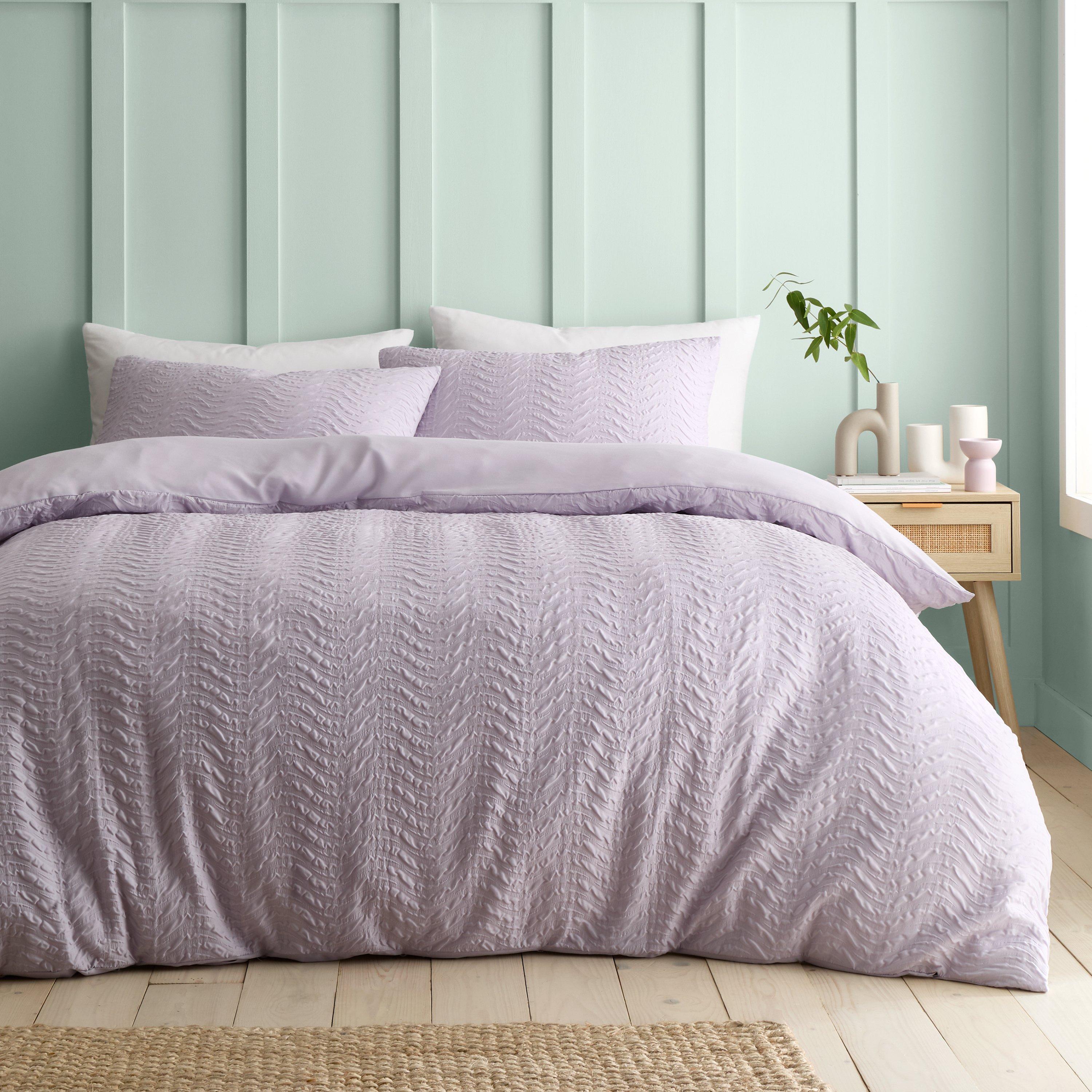Catherine Lansfield  Heatset Wave Duvet Cover Set - Lilac - King