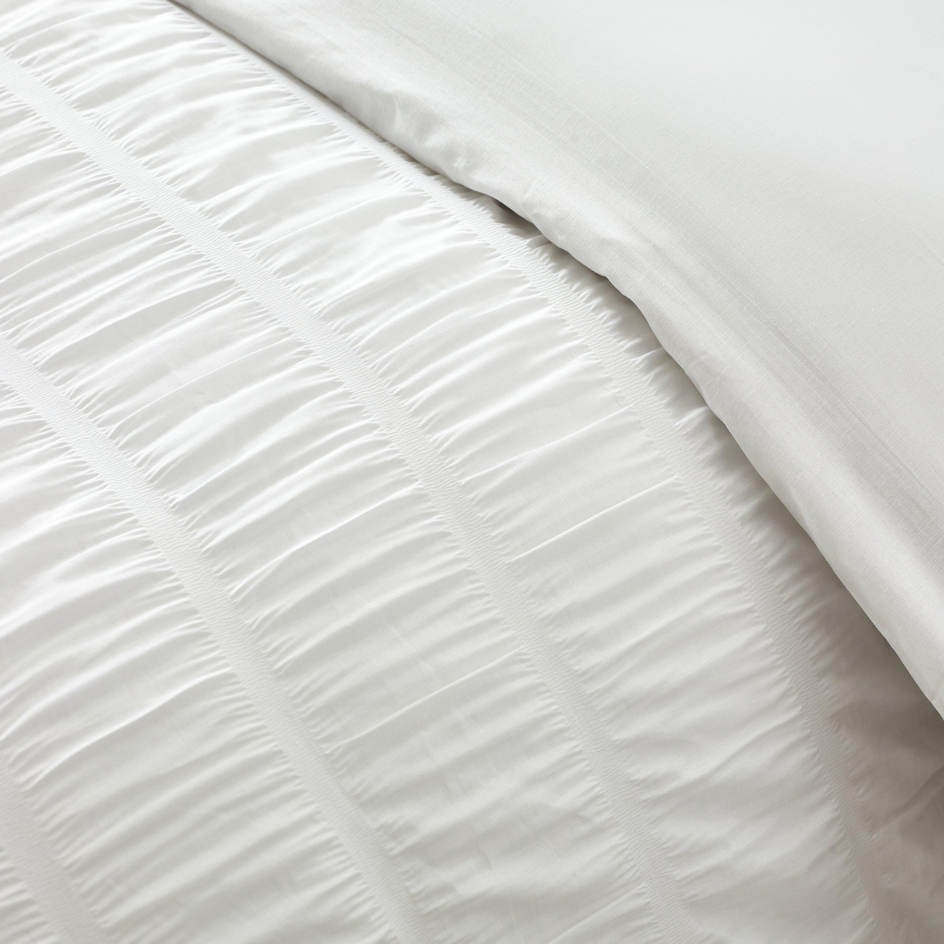 White - Catherine Lansfield - Seersucker Frill Duvet Cover Set - 3