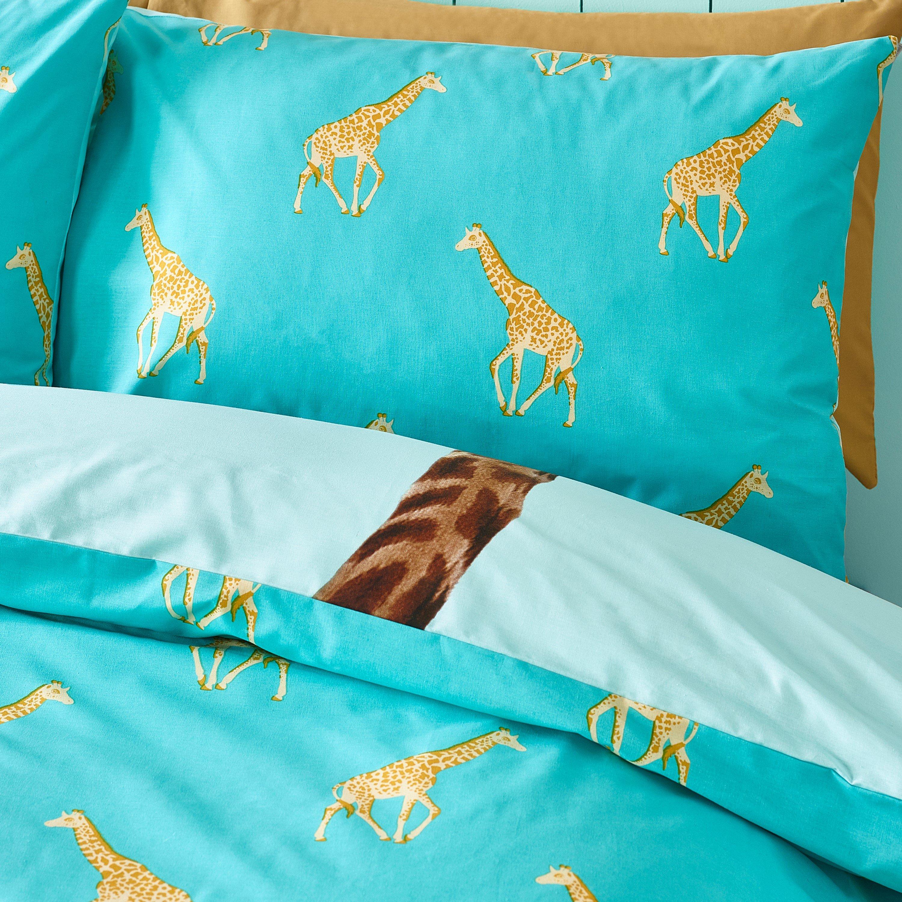 Aqua Blue - Catherine Lansfield - Havin A Giraffe Reversible Duvet Cover Set - 4
