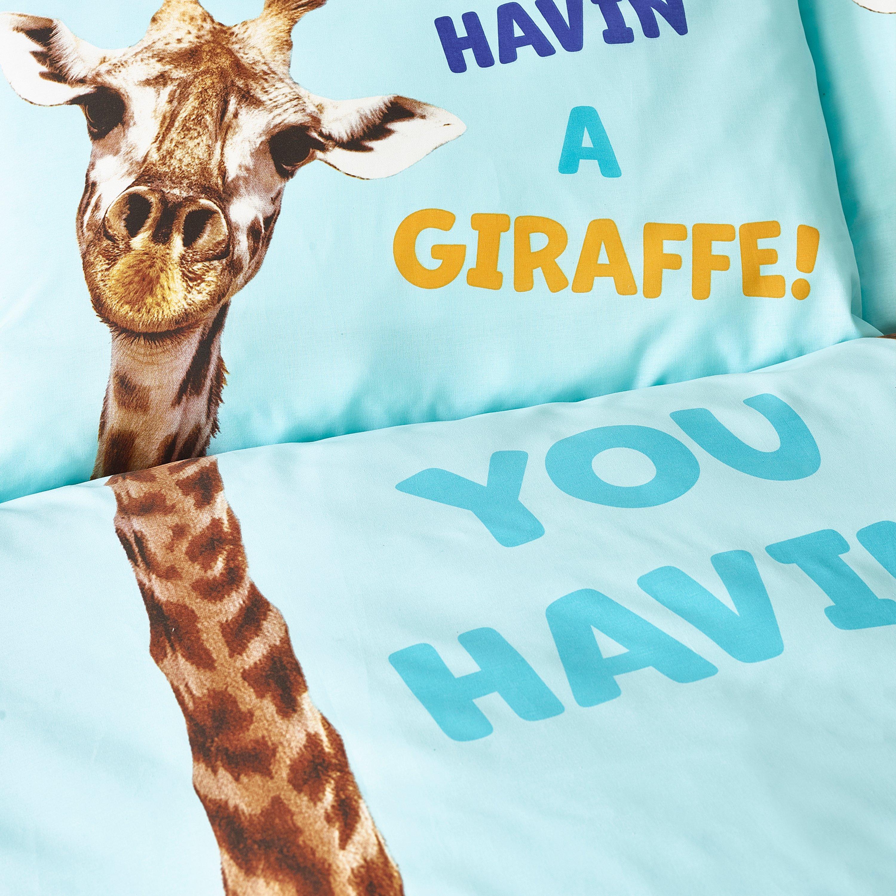 Aqua Blue - Catherine Lansfield - Havin A Giraffe Reversible Duvet Cover Set - 5