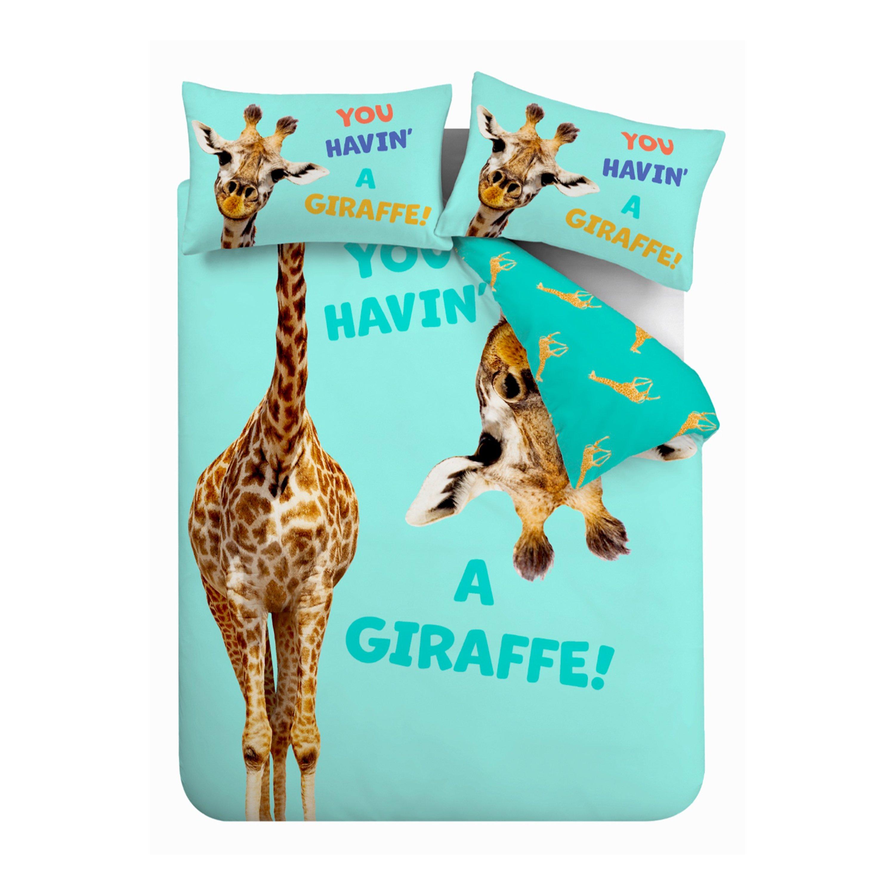 Aqua Blue - Catherine Lansfield - Havin A Giraffe Reversible Duvet Cover Set - 6