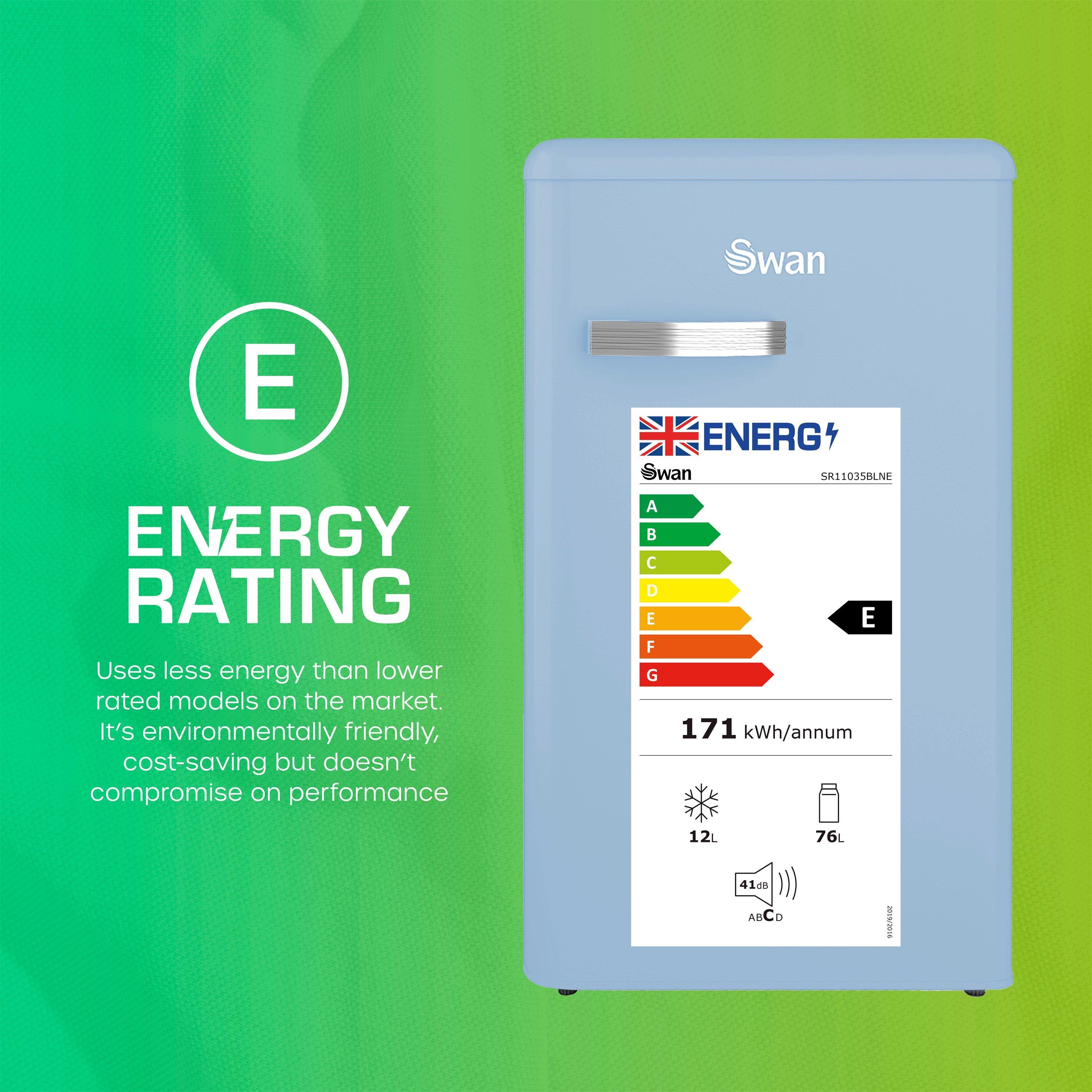 Blue - Swan - Retro Under Counter Fridge - Blue - 9