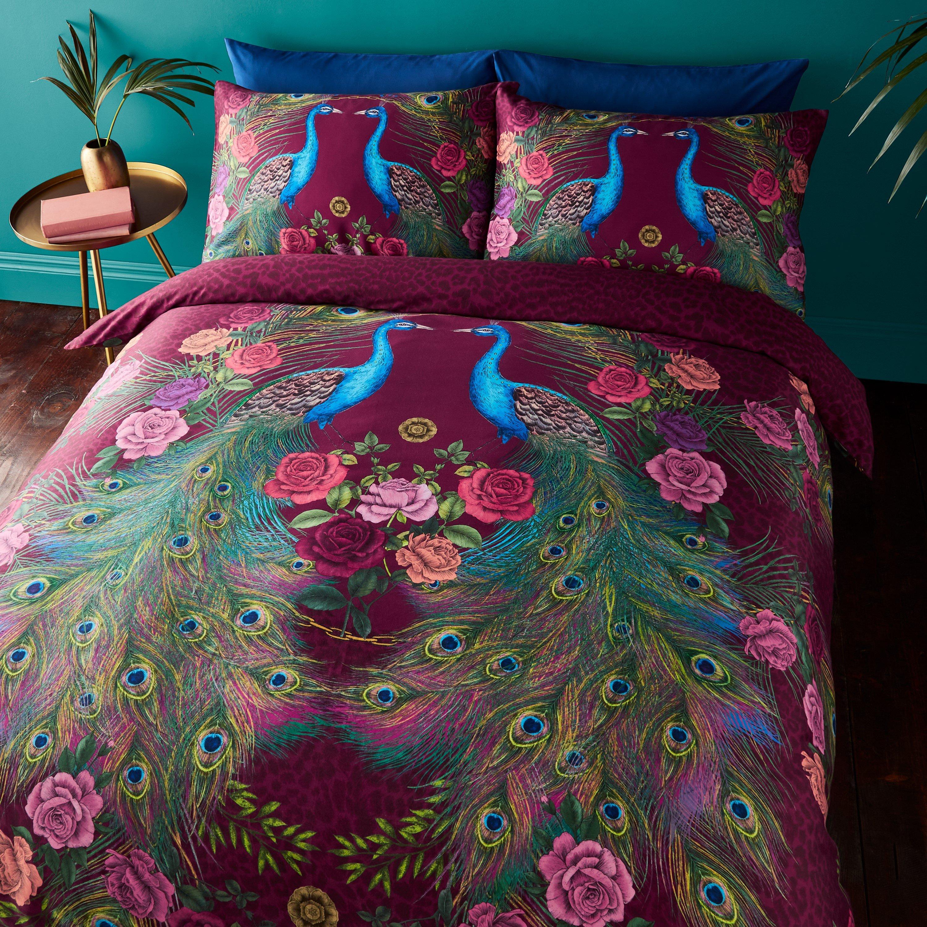 Matthew Williamson  Xanadu Peacock 200Tc Cotton Sateen Duvet Cover Set - Plum - Double