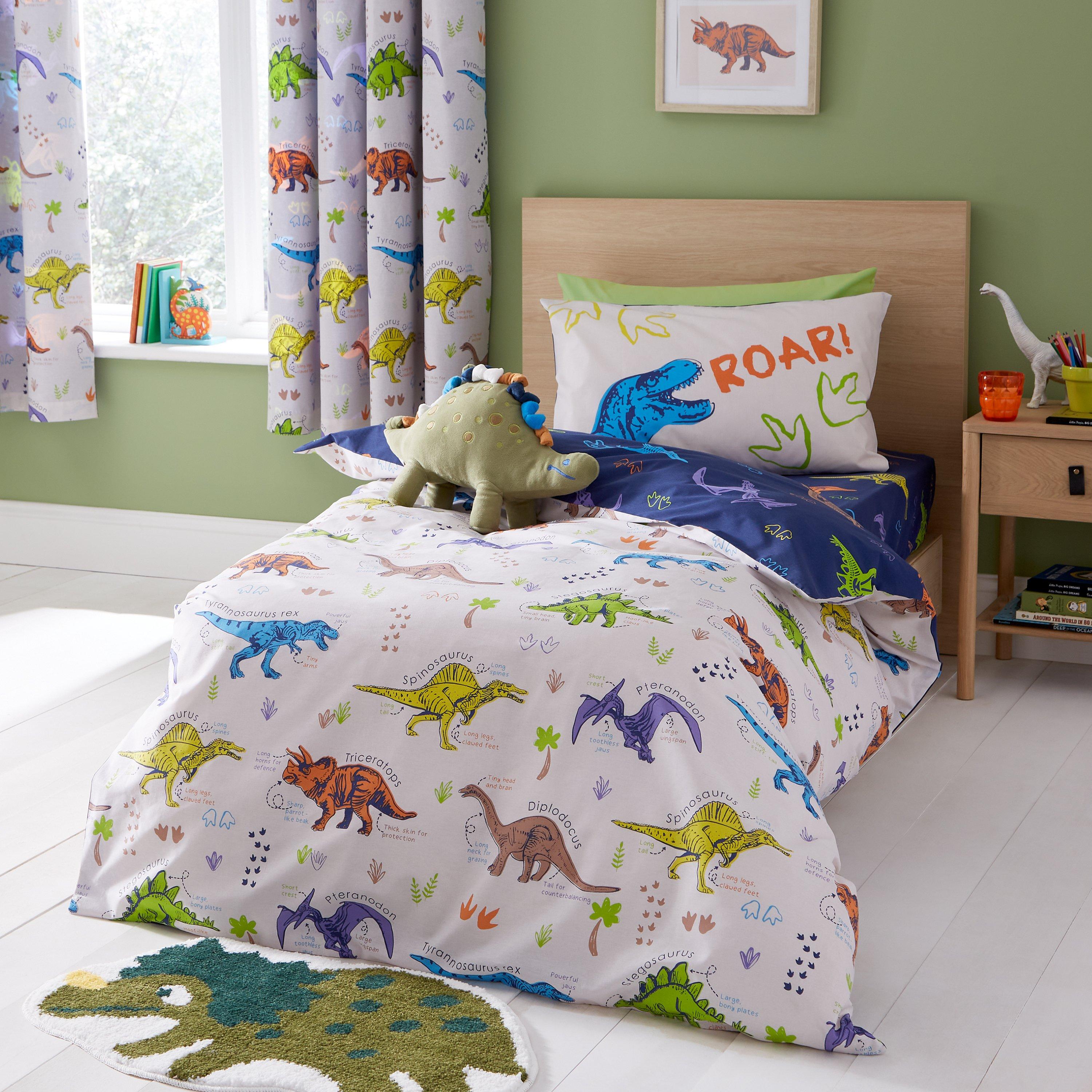 Natural - Catherine Lansfield - Prehistoric Dinosaurs Reversible Duvet Cover Set - 1