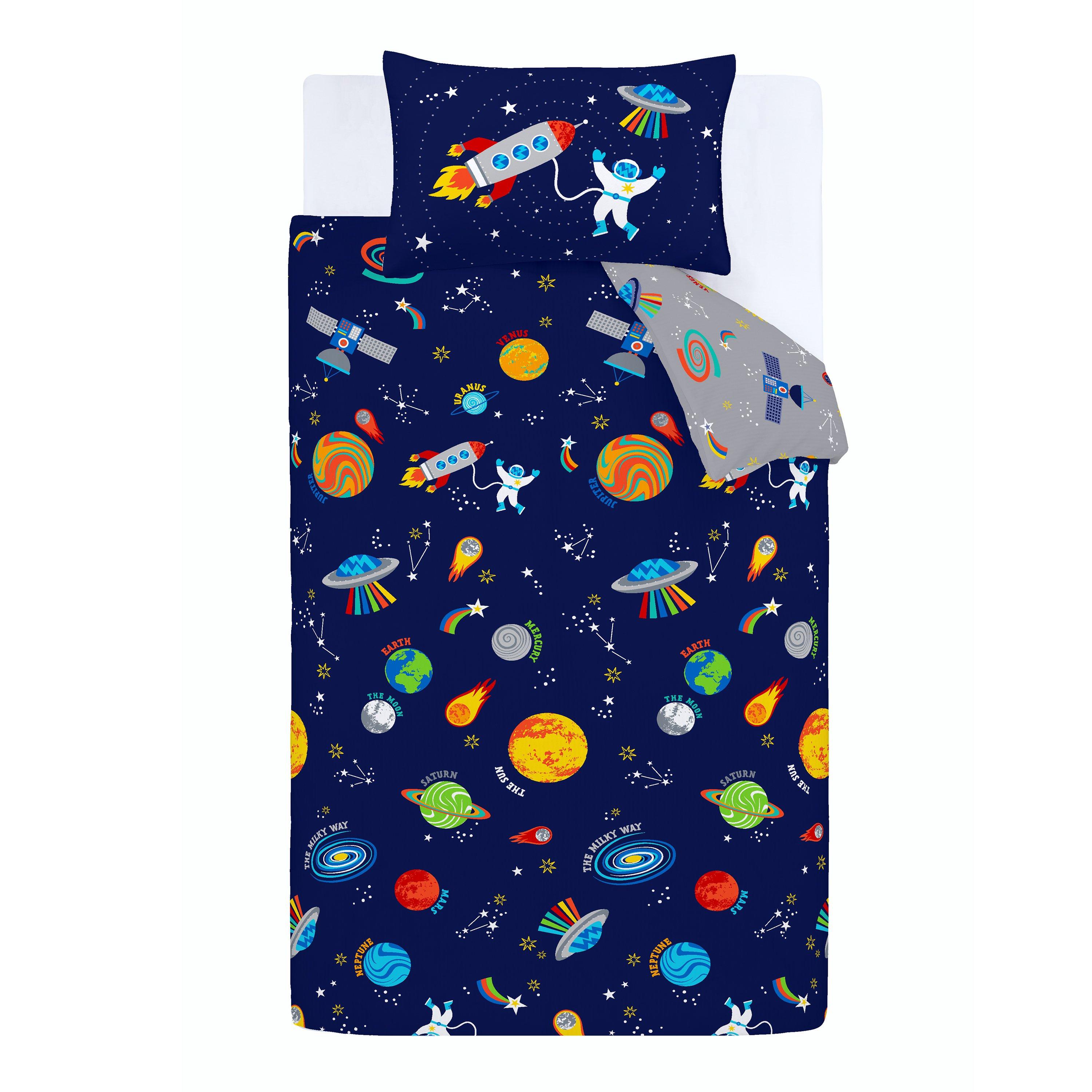 Blue - Catherine Lansfield - Lost In Space Reversible Duvet Cover Set - 5