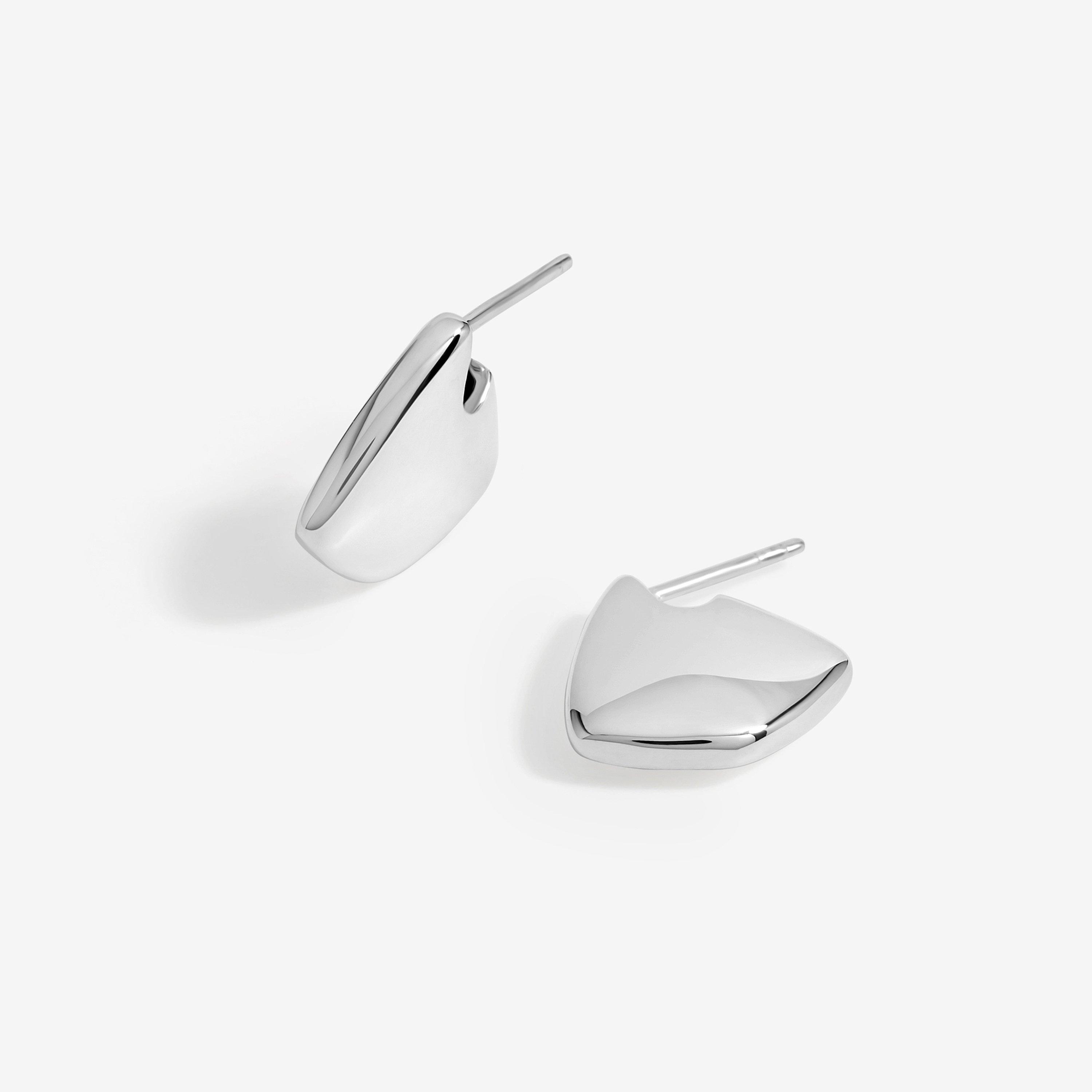 Simply Women's Sterling 925 Polished Angular Hoop Earrings Silver