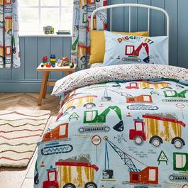Catherine Lansfield Digger Dreams Reversible Duvet Cover Set