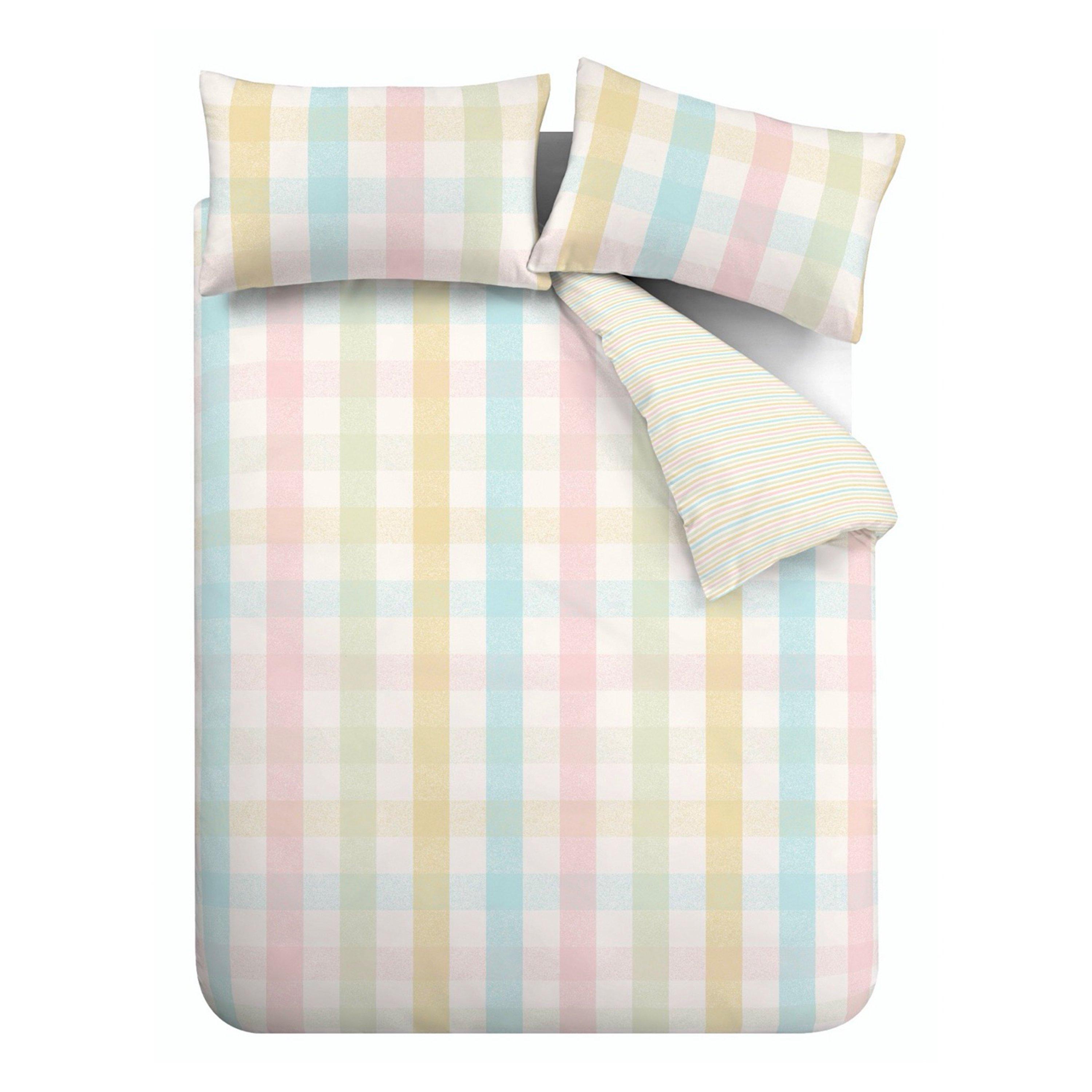 Pastel - Catherine Lansfield - Spring Check Reversible Duvet Cover Set - 4