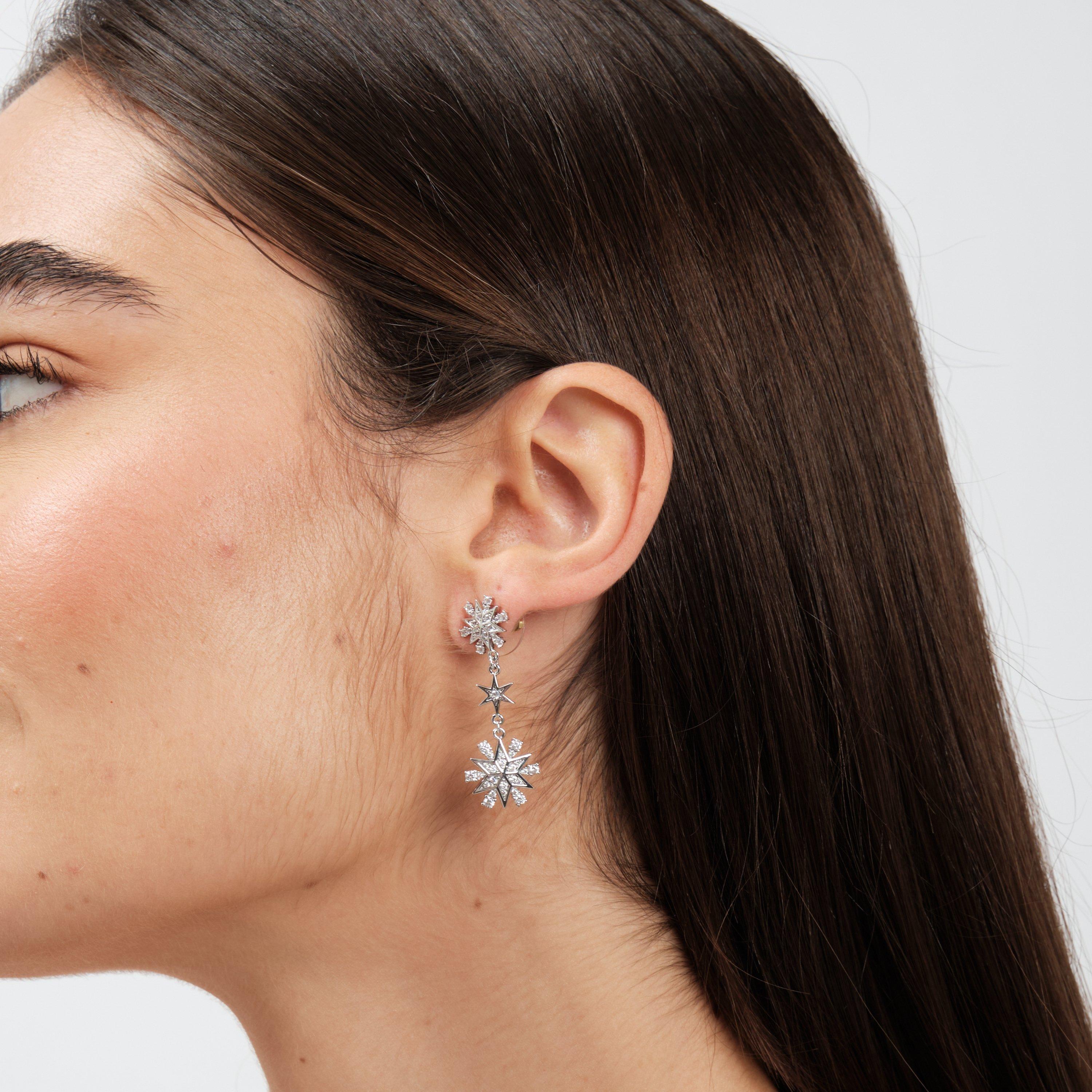 Silver - Jon Richard - Rhodium Plated Celestial Earrings - 2