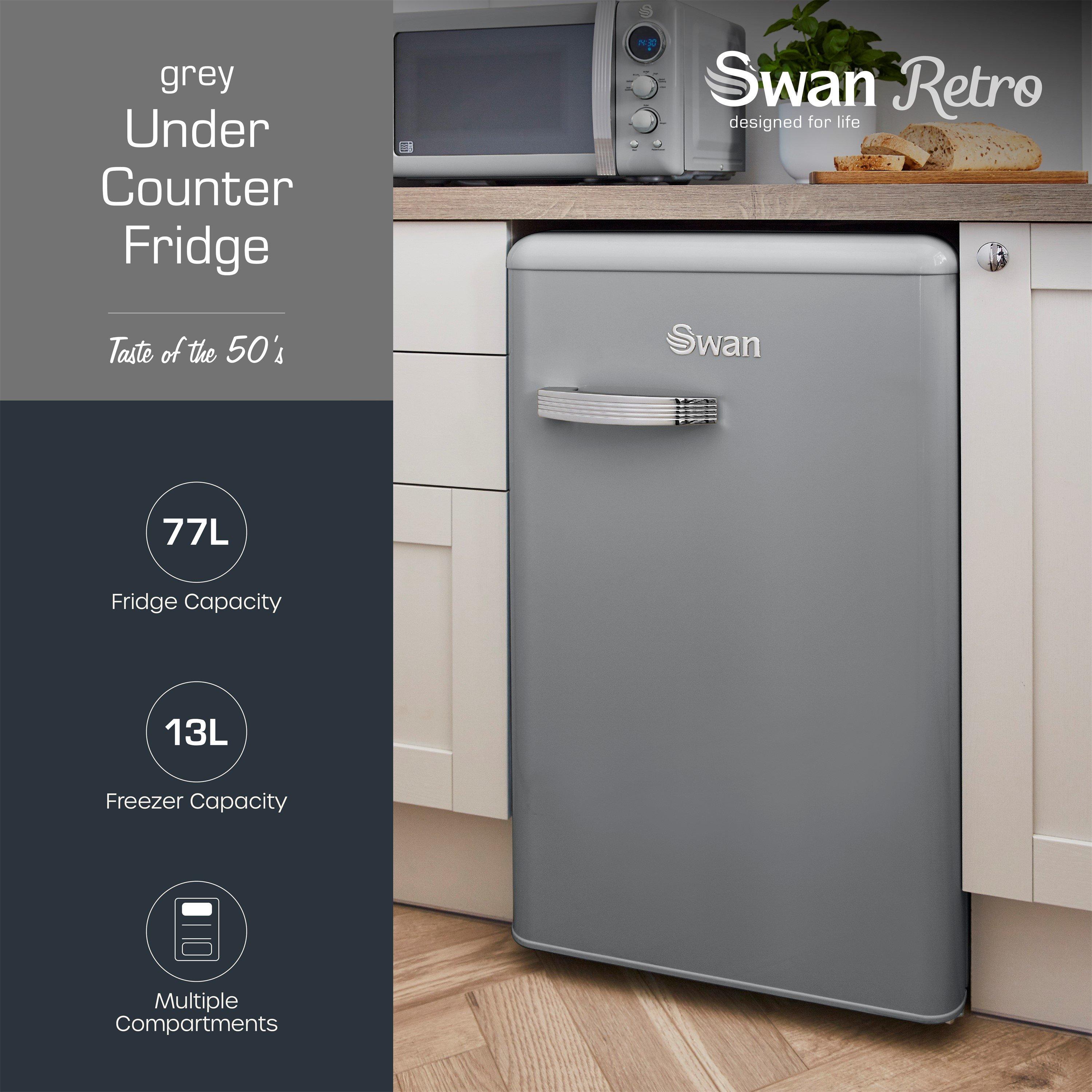 Grey - Swan - Retro Under Counter Fridge Grey - 2