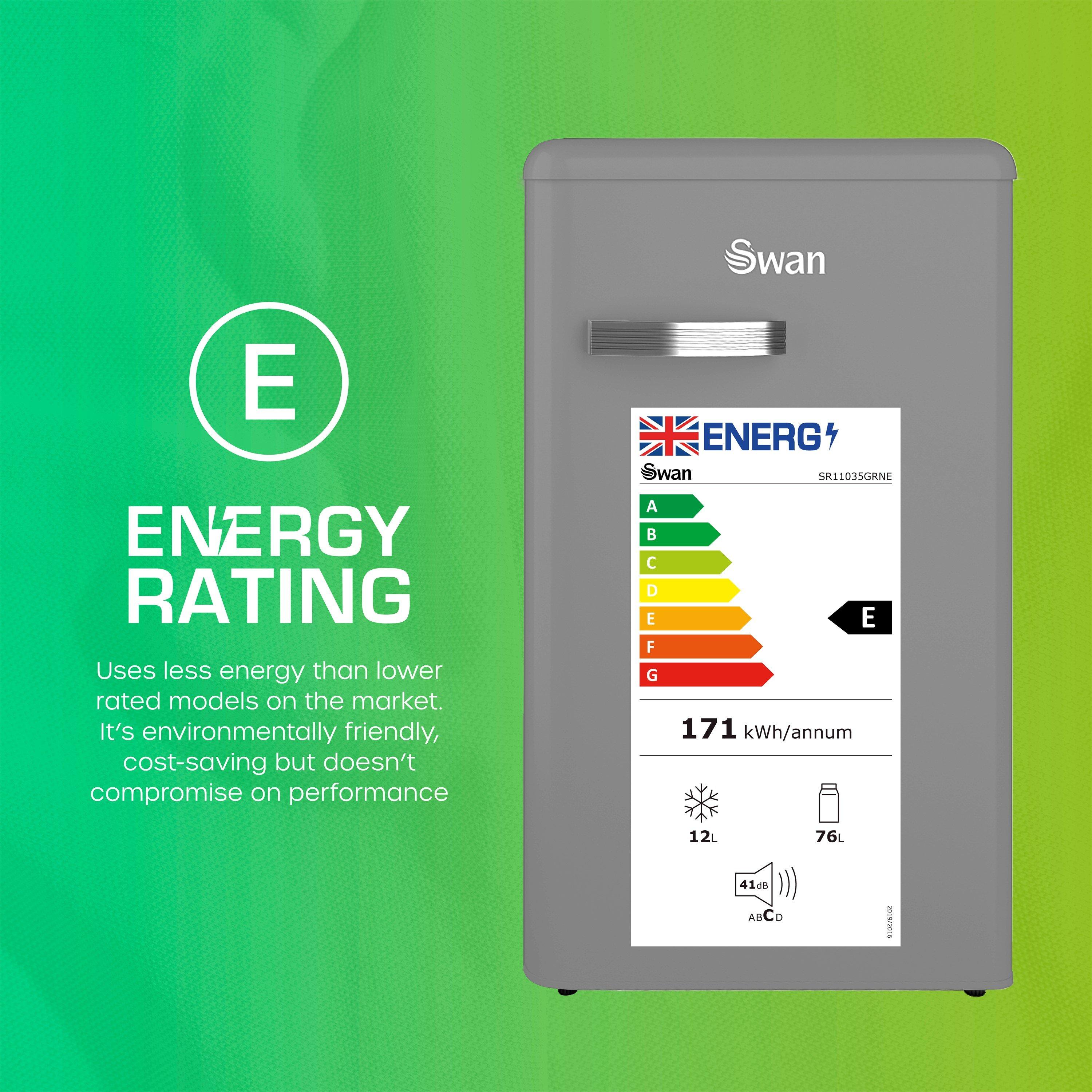 Grey - Swan - Retro Under Counter Fridge Grey - 8