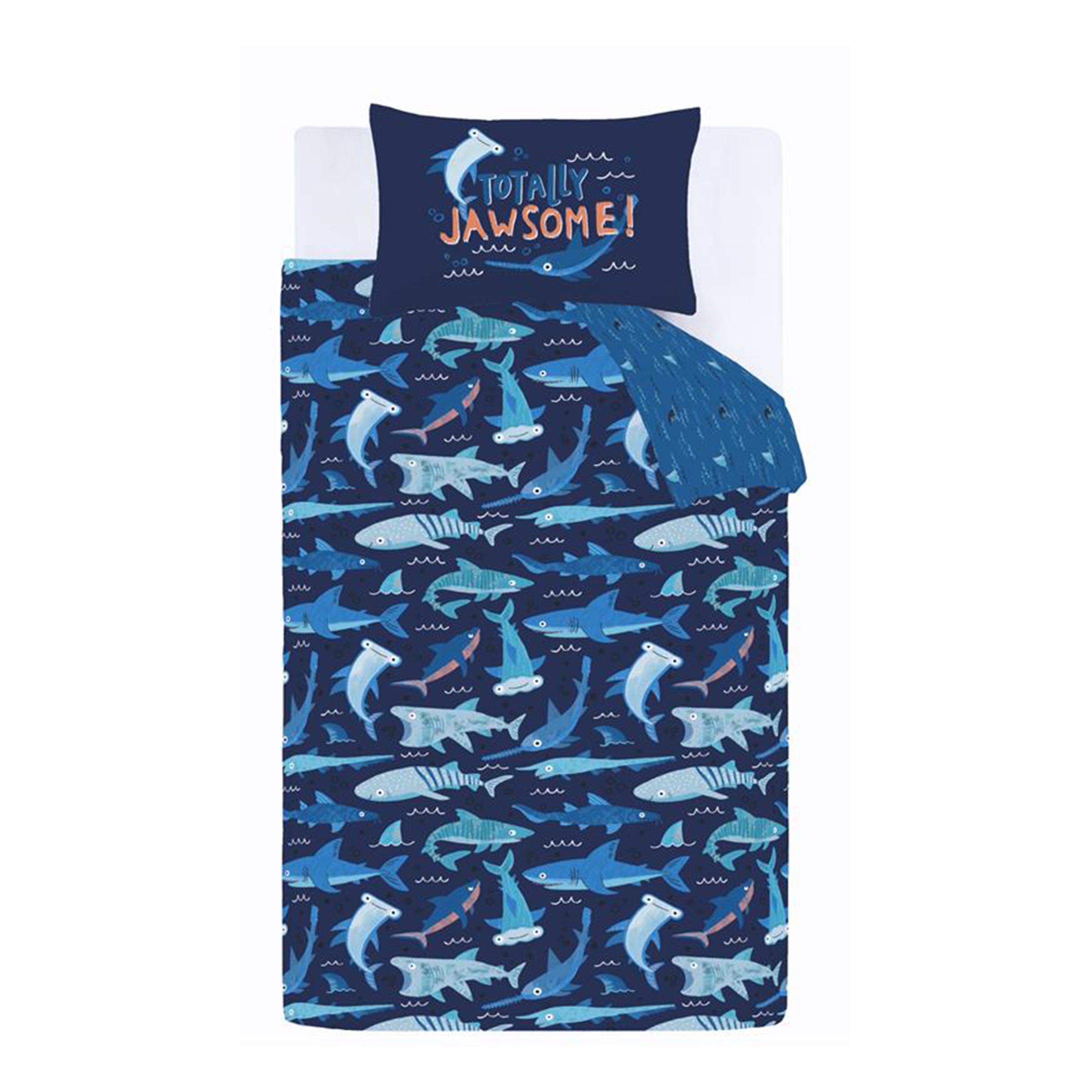Navy Blue - Catherine Lansfield - Jawsome Shark Reversible Duvet Cover Set - 5