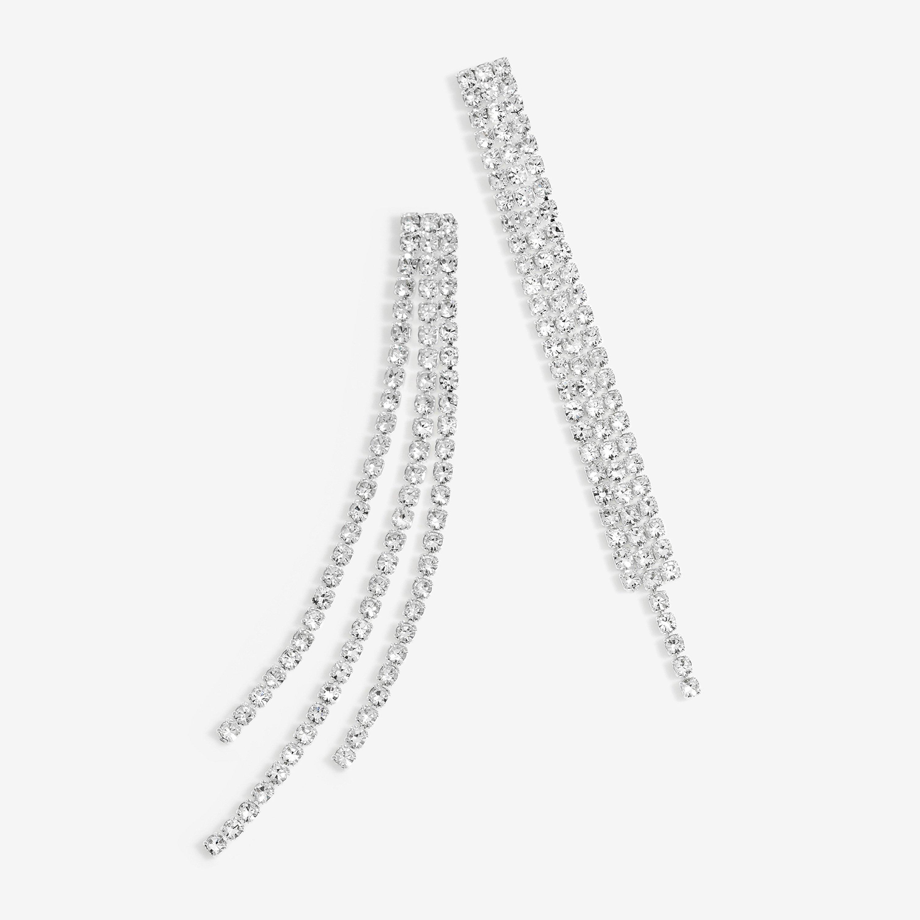 Silver - Jon Richard - Silver Plated Crystal Drop Earrings - 1
