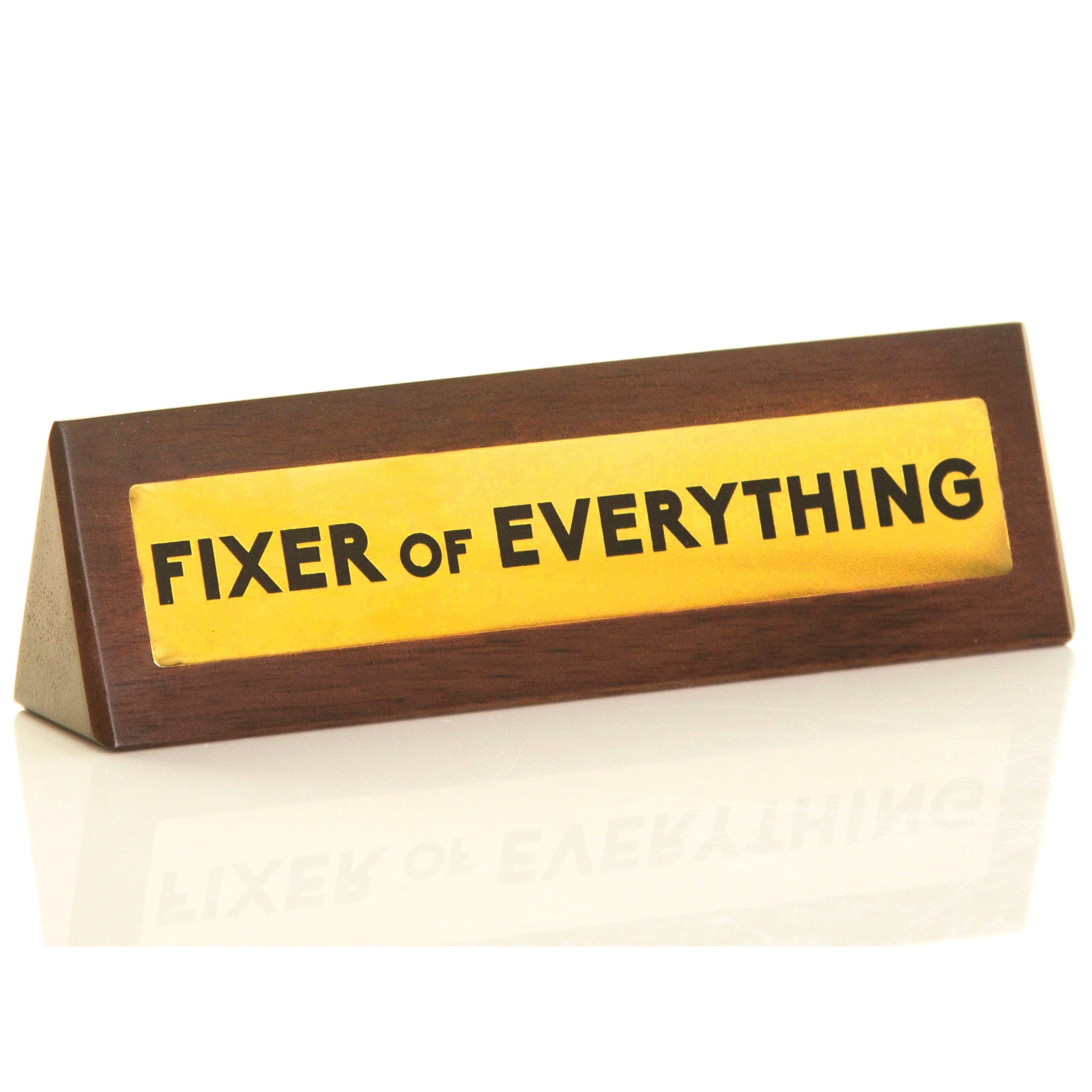 Brown - Boxer Gifts - Fixer Of Everything Wooden Desk Sign - Joke Gift - 1