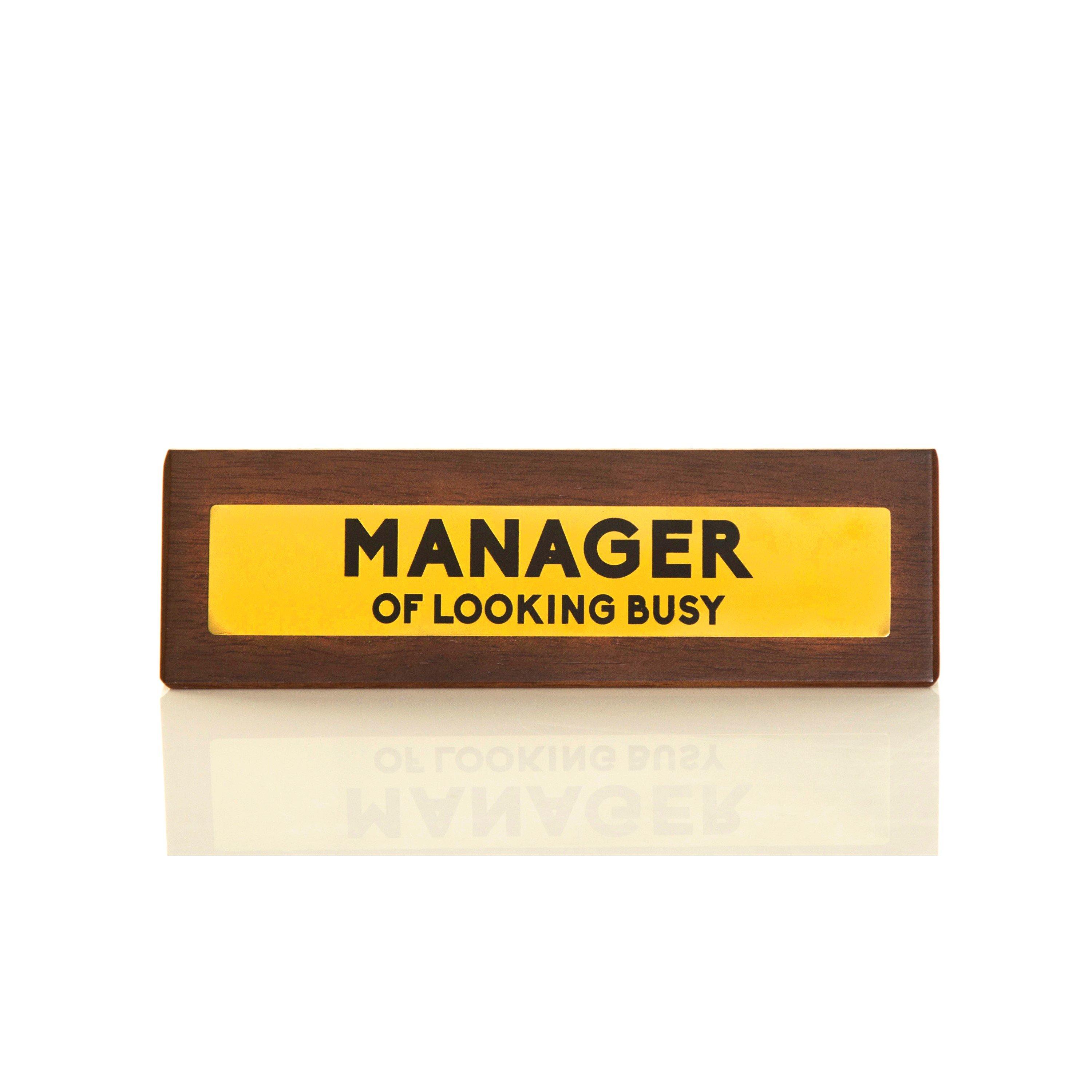 Brown - Boxer Gifts - Manager Of Looking Busy Desk Sign - Funny Novelty - 1