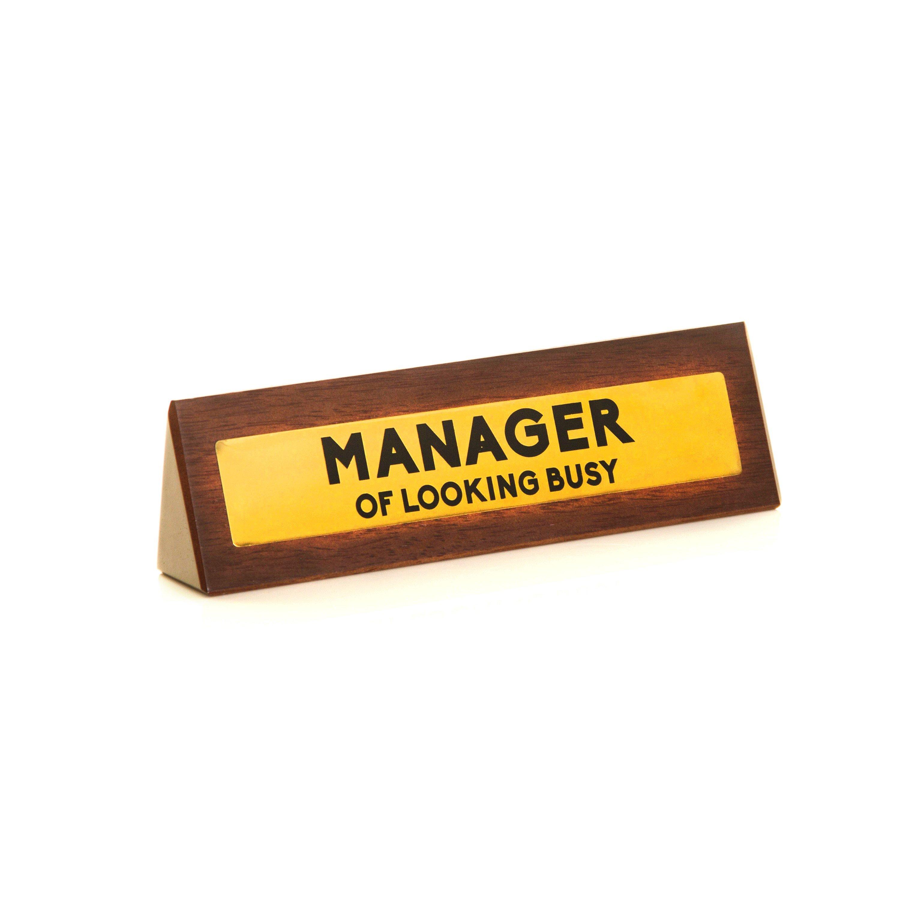 Brown - Boxer Gifts - Manager Of Looking Busy Desk Sign - Funny Novelty - 4