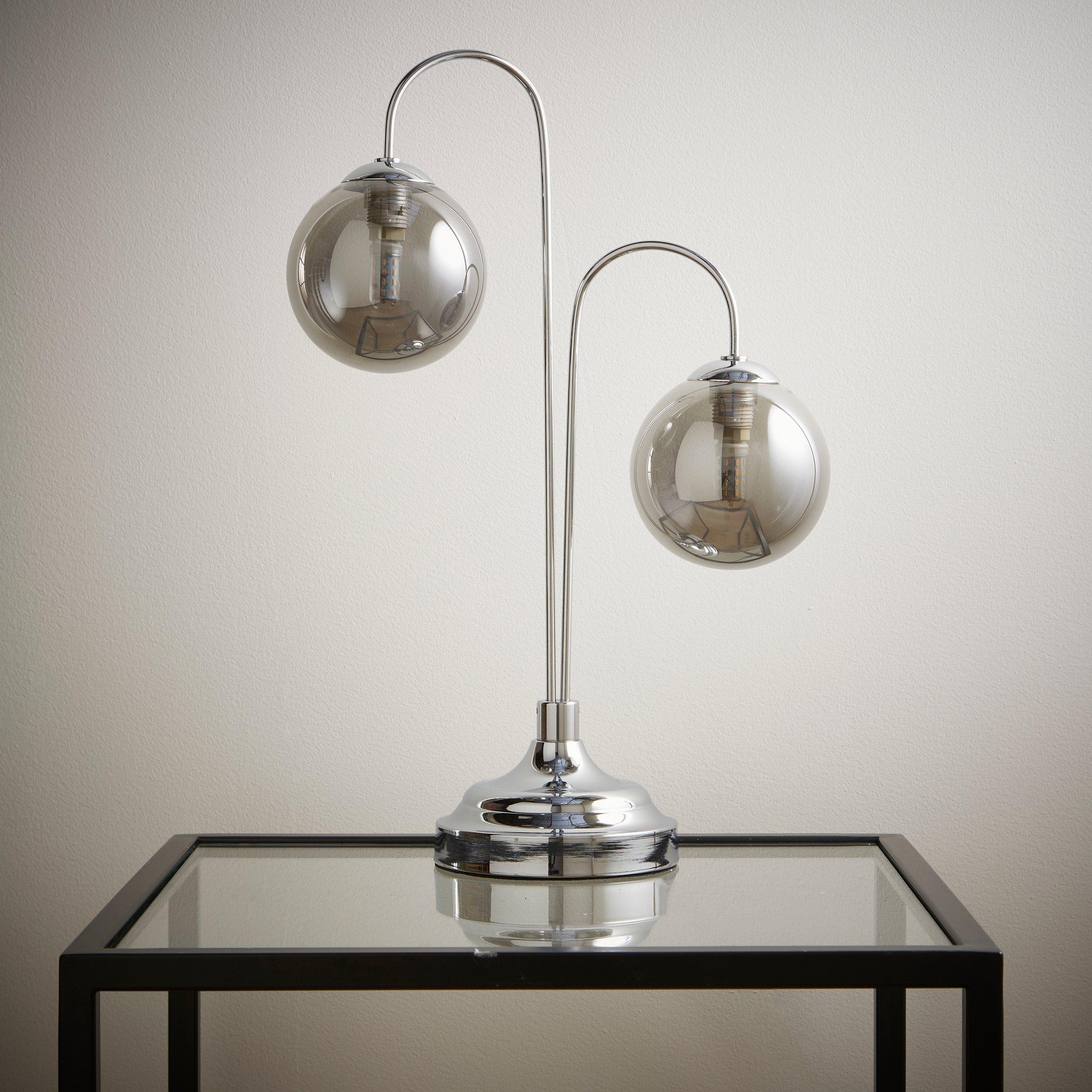 Chrome - K Living - New Haven Chrome Table Lamp with Glass Globe Shade - 2