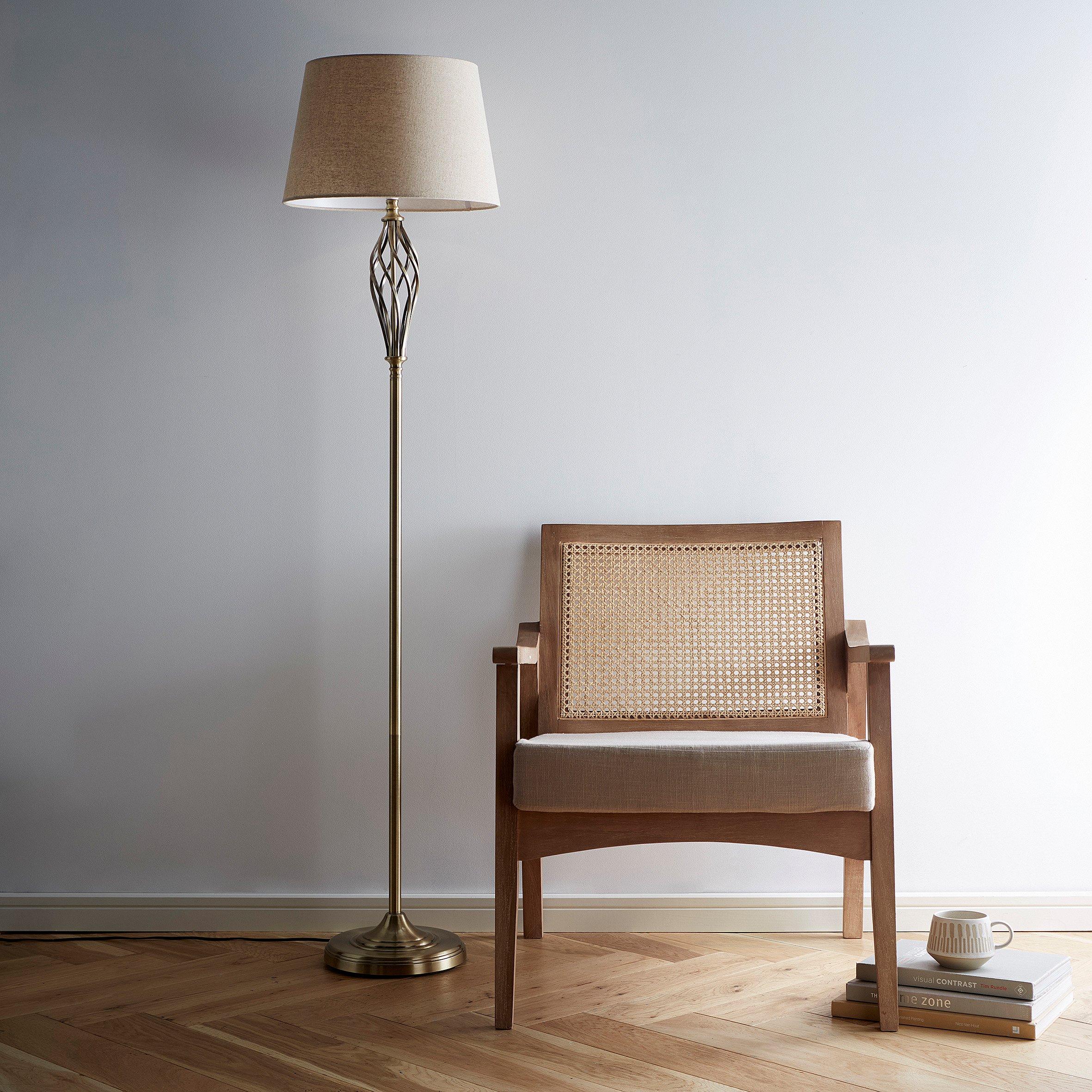 K Living  Compton Floor Lamp And Lamp Shade Antique Brass