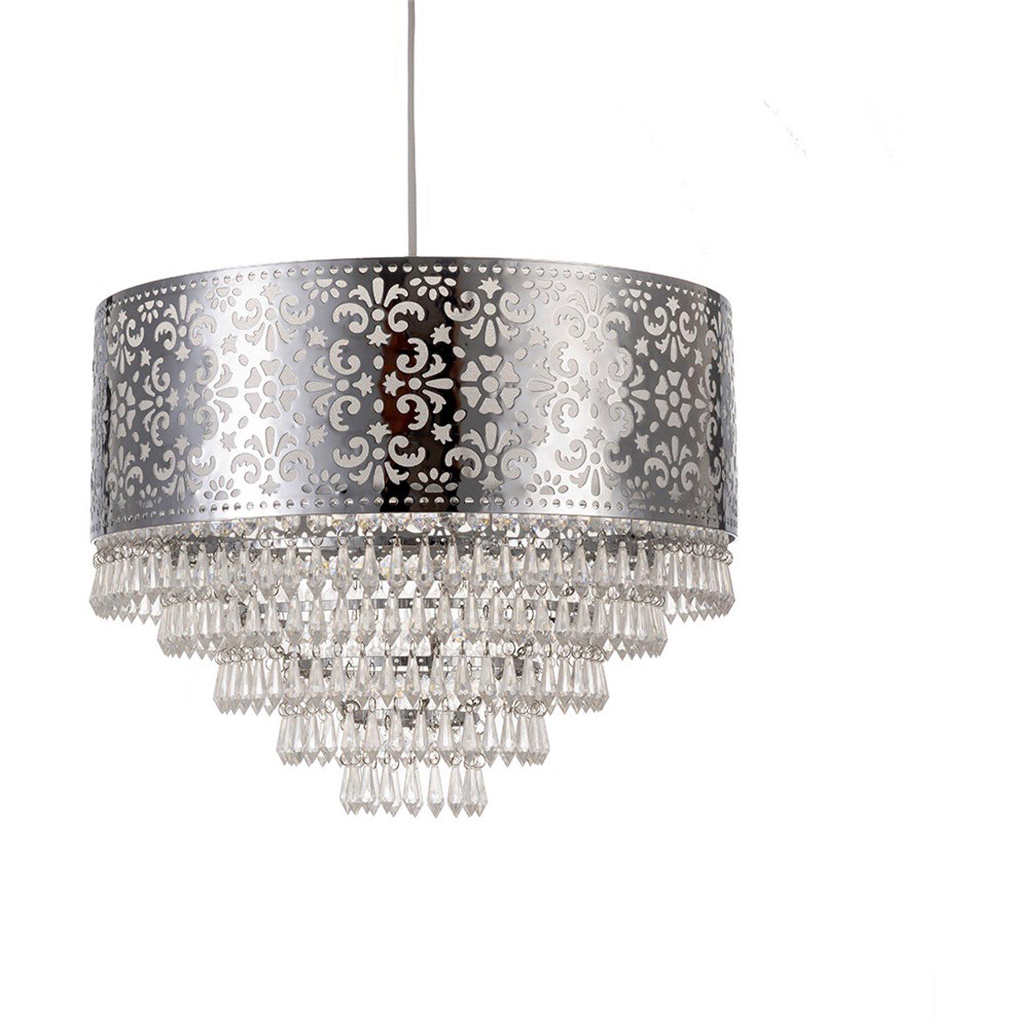 Chrome - K Living - Emily Easy Fit Chrome Cutout Pendant Shade with Ac