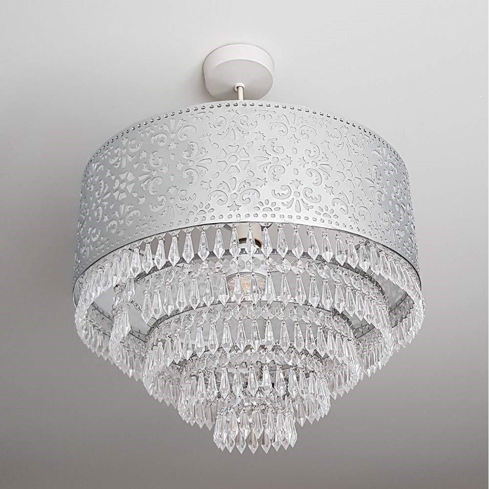 Chrome - K Living - Emily Easy Fit Chrome Cutout Pendant Shade with Ac - 2