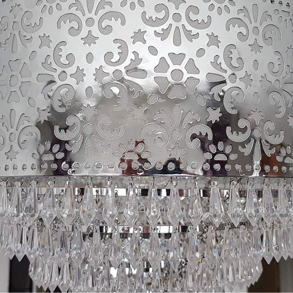 Chrome - K Living - Emily Easy Fit Chrome Cutout Pendant Shade with Ac - 3